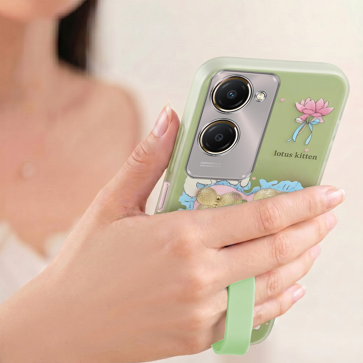For Vivo Y28s 5G | Vivo T3 Lite 5G Back Cover Case (3D Cute Heart Strap Holder | Camera Protection | Designer Girls Print)