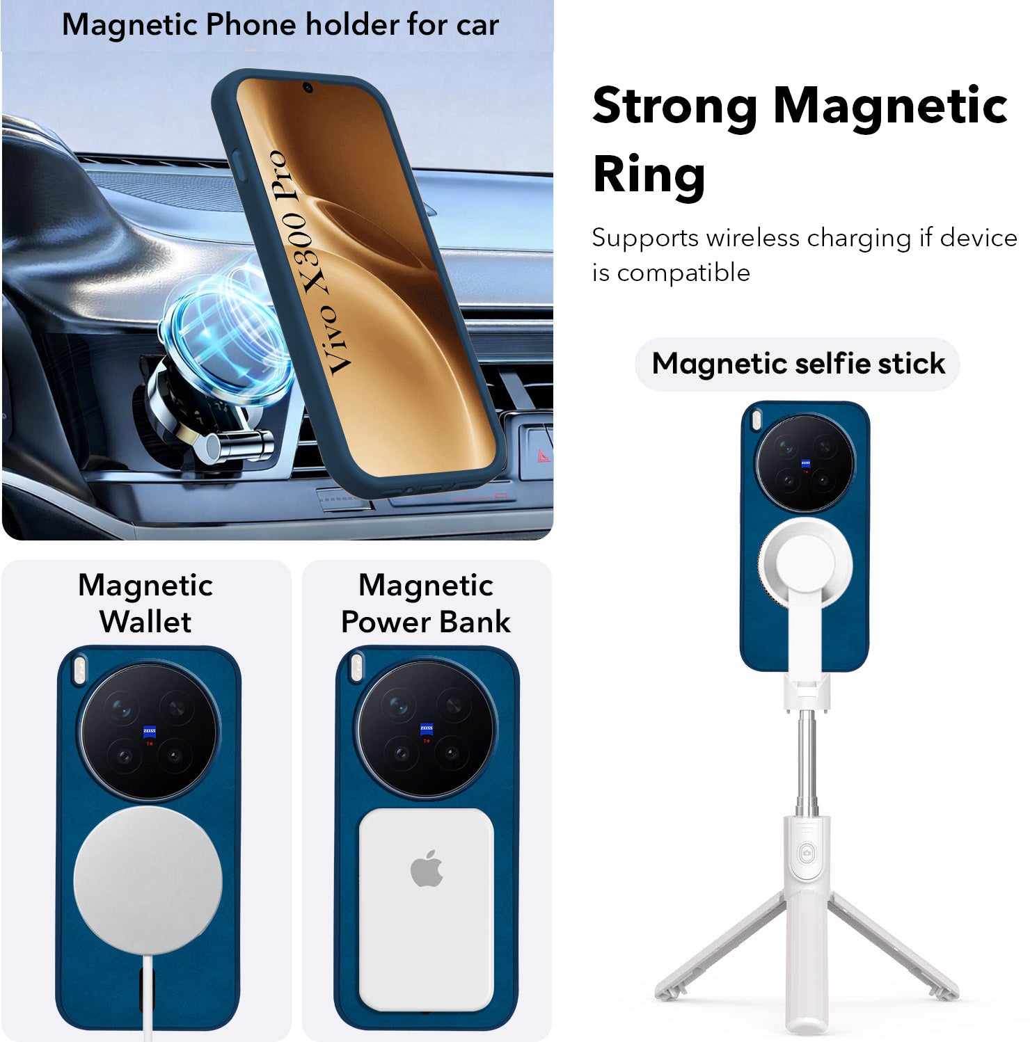 For Vivo X300 Pro Back Cover Case Leather Finish (MagSafe Compatible Wireless Charging | Soft Touch | Camera Bump Protection)