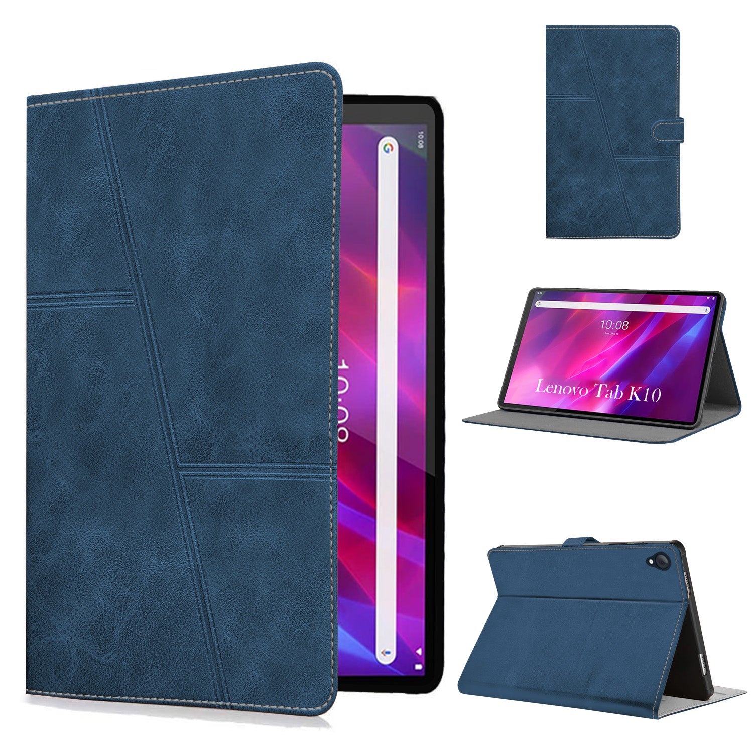 For Flip Cover Folio Case  Lenovo Tab K10 10 Inch TB-X6C6F / X6C6X  (PU Leather | Multi-Angle Smart Stand | Card Storage Slots | Silicone Back Pouch)