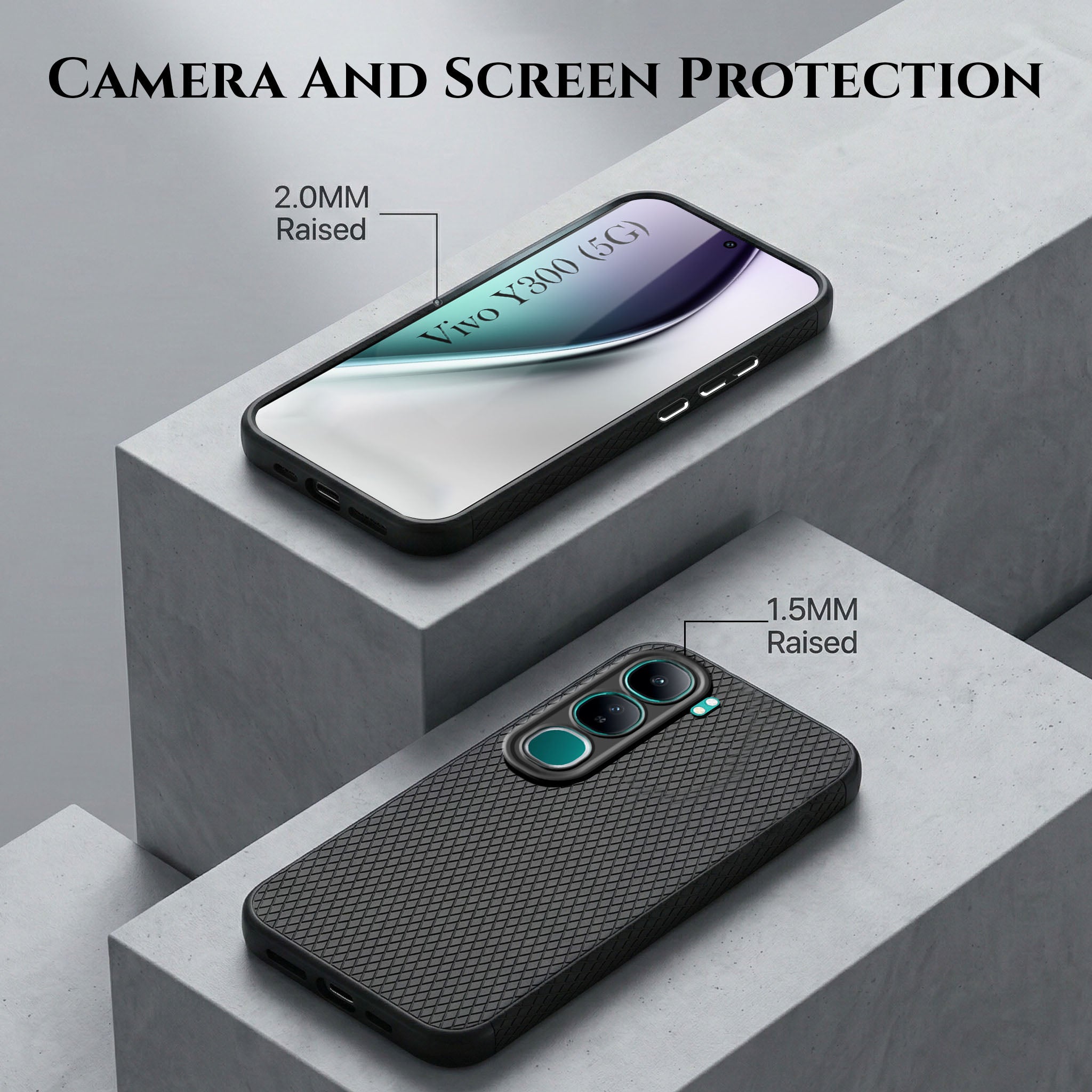For Vivo Y300 Combo with Back Cover and 9H Tempered Glass (Liquid Silicone | Camera Protection | Oleophobic Coating Screen Glass)