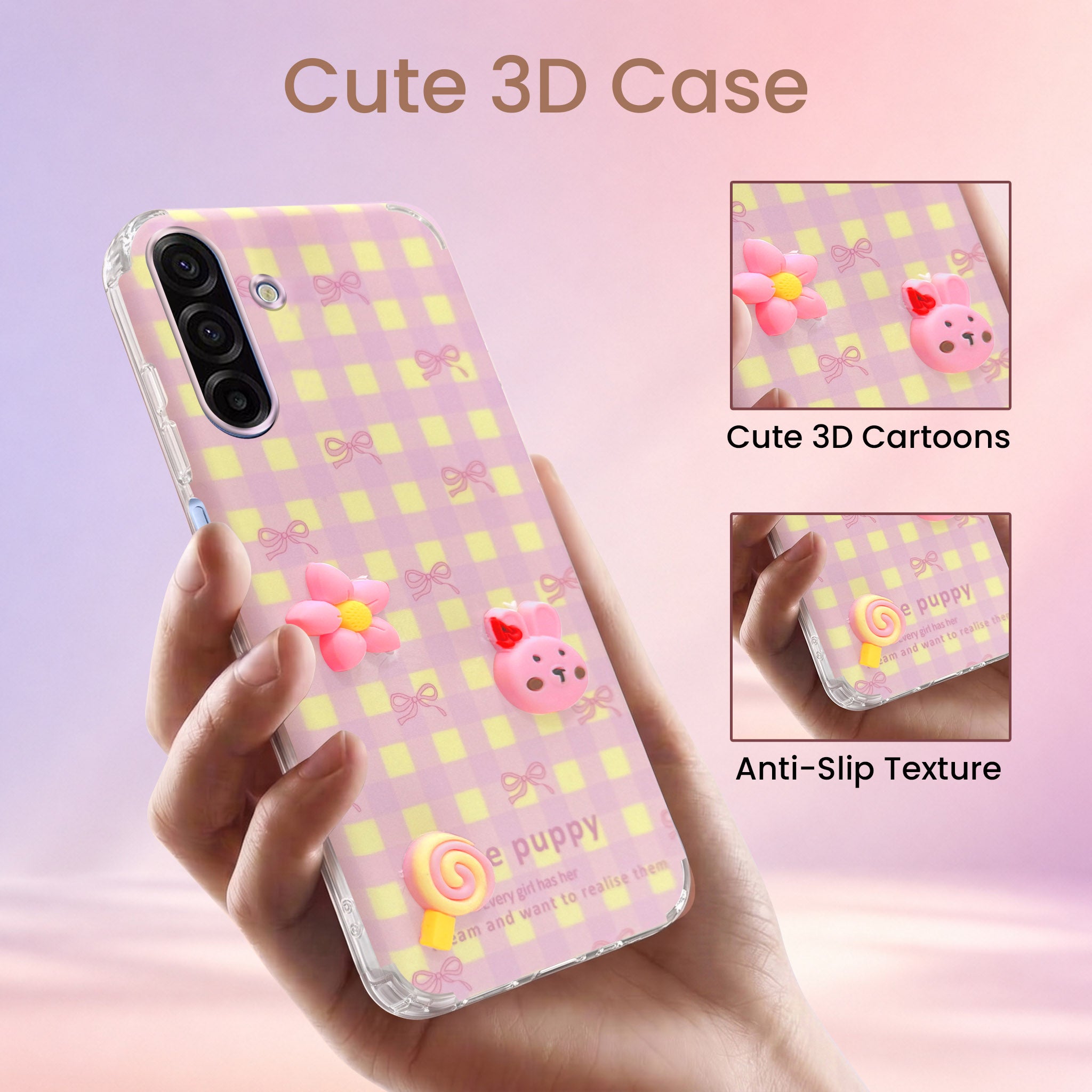 For Samsung Galaxy A17 | Samsung F17 | Samsung M17 5G Back Cover Case (3D Cute Cartoons | Hard Back Side Soft | Matte Premium Finish | HD Printing)