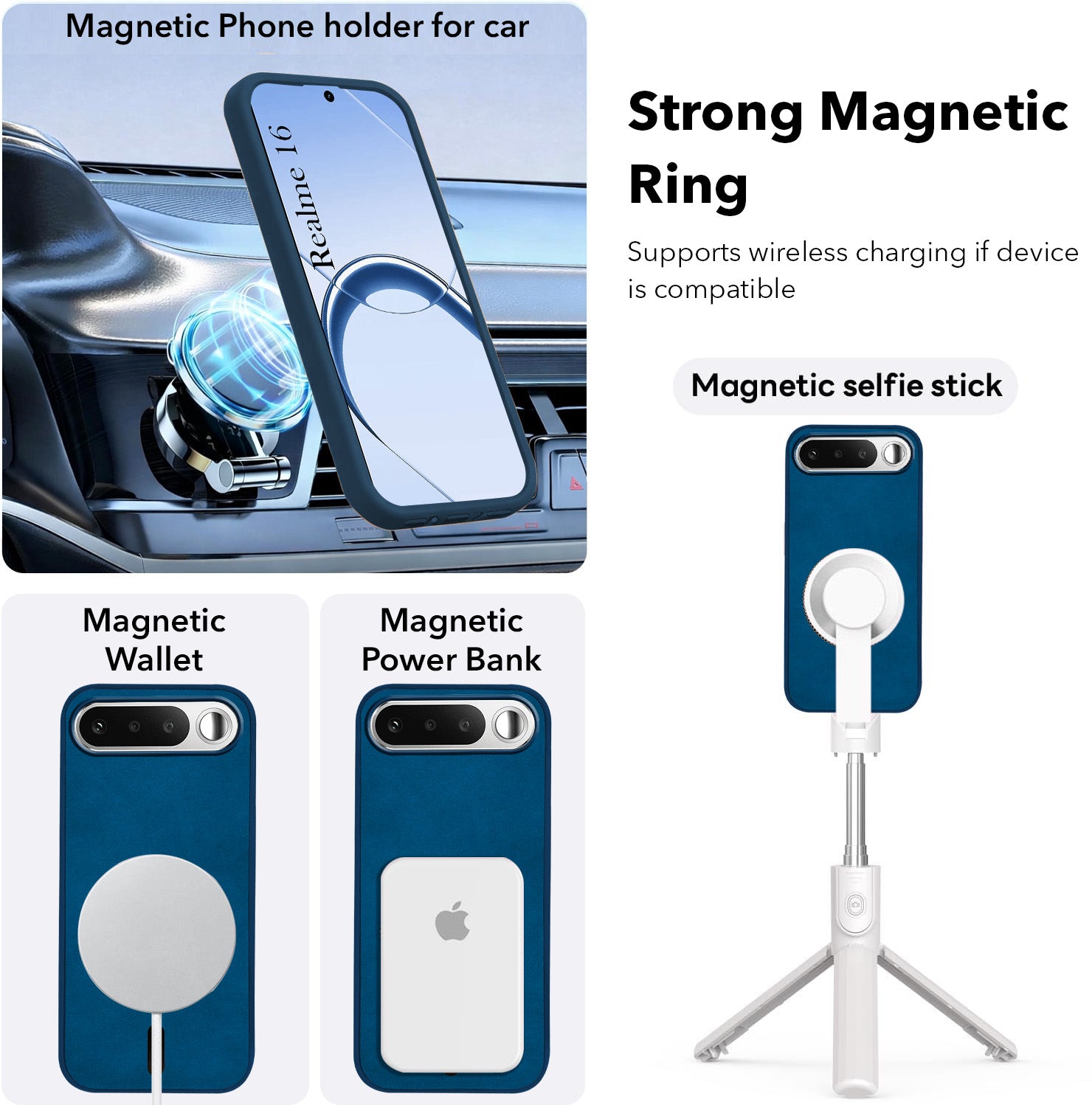 For Realme 16 Back Cover Case Leather Finish (MagSafe Compatible Wireless Charging | Soft Touch | Camera Bump Protection)