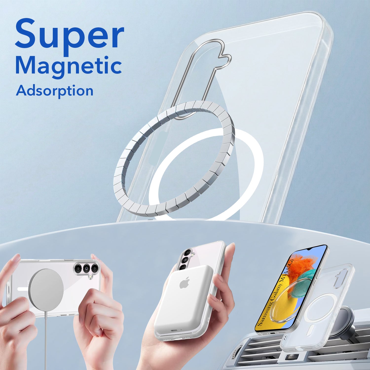 For Samsung Galaxy M14 5G Back Cover Case Lifetime Anti-Yellow MagSafe Compatible Clear (Sleek Hard Crystal | Shockproof and Camera Protection)