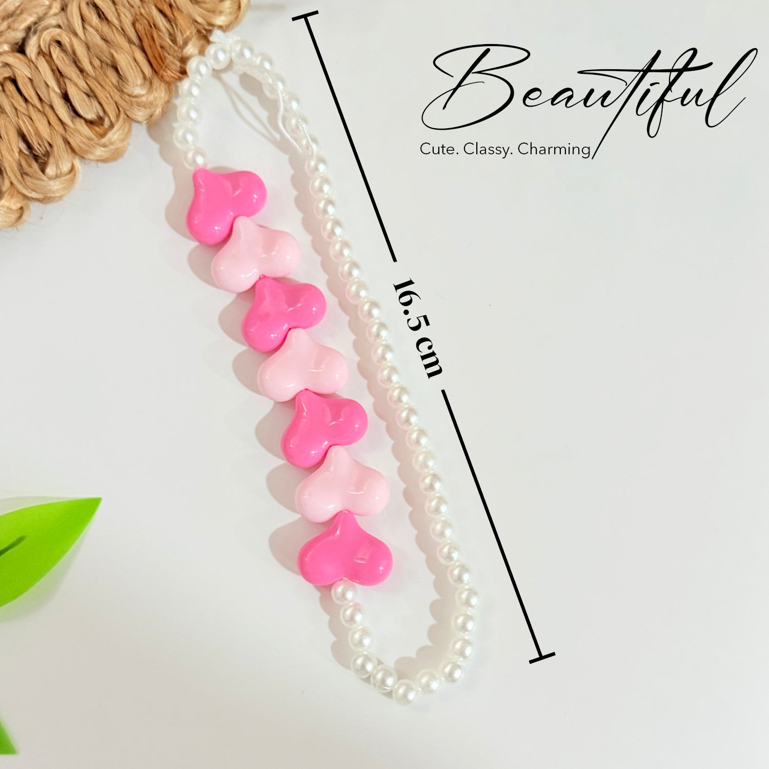 Heart Shape Charms With Small Pearl Beads