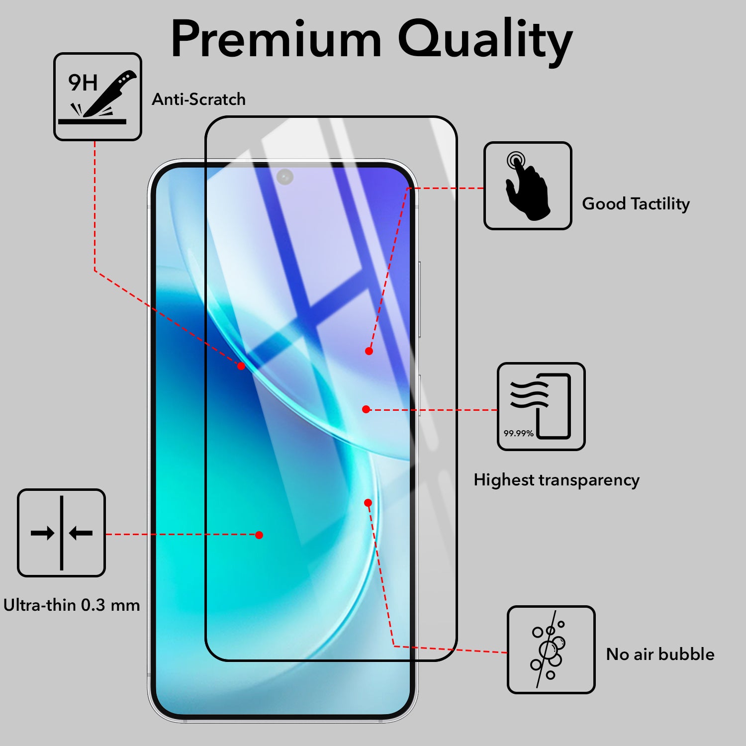 (Pack of 2) Tempered Glass For Vivo X300 5G Military-Grade Gorilla Screen Protector With Installation Kit | Shatterproof, Full Coverage, HD Clear, Scratch Resistant