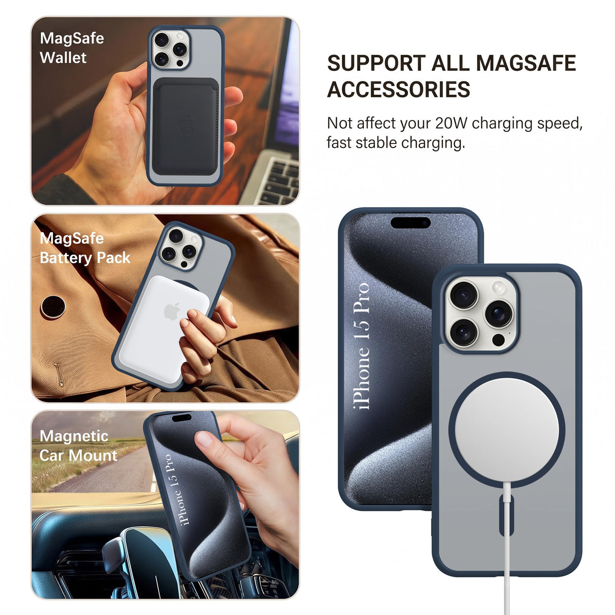 For Apple iPhone 15 Pro Matte Finish Back Case Cover (MagSafe Compatible | Translucent Soft Touch | Slim and Unbreakable)