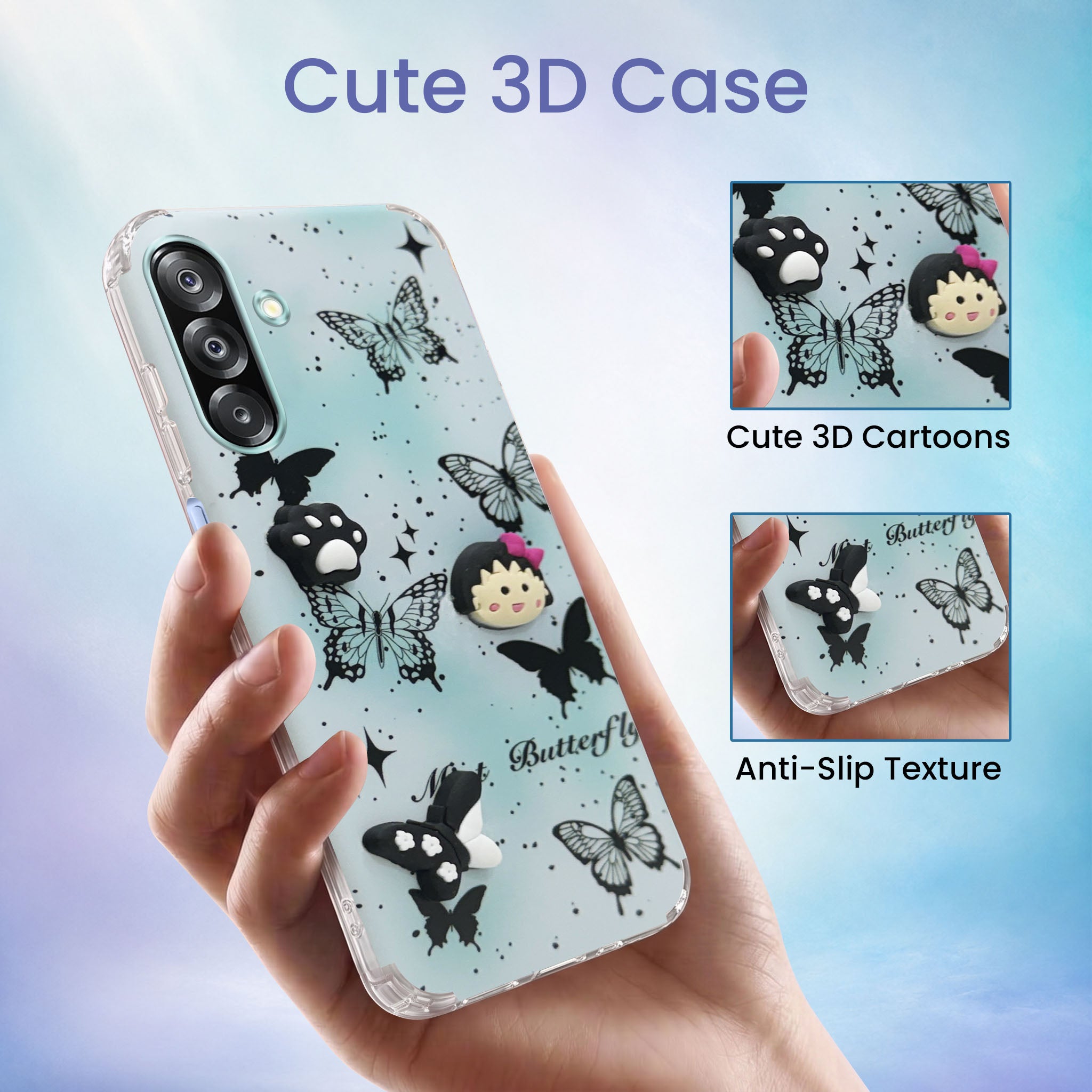 For Samsung Galaxy A26 5G Back Cover Case (3D Cute Cartoons | Hard Back Side Soft | Matte Premium Finish | HD Printing)