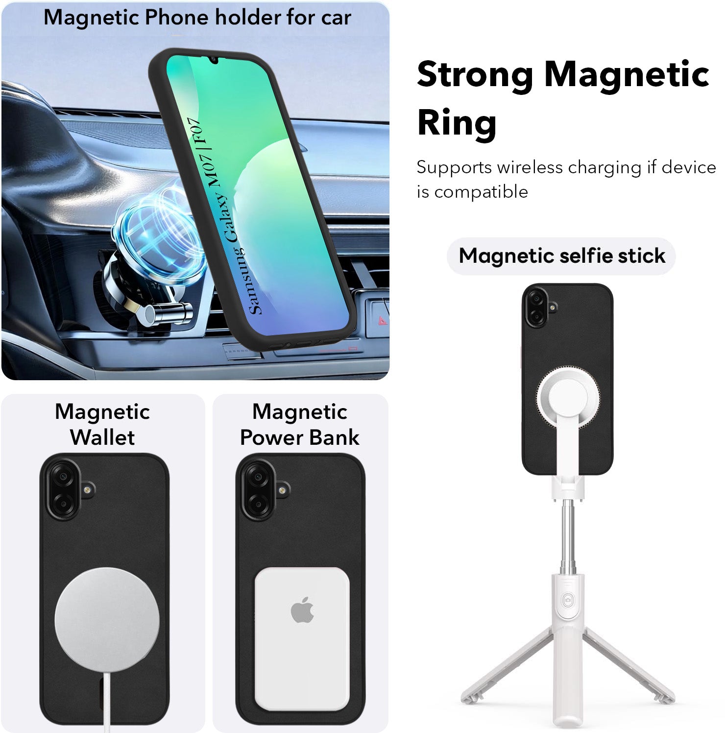 For Samsung Galaxy M07 | Samsung Galaxy F07 Back Cover Case Leather Finish (MagSafe Compatible Wireless Charging | Soft Touch | Camera Bump Protection)
