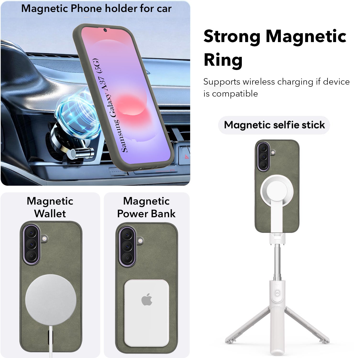 For Samsung Galaxy A37 5G Back Cover Case Leather Finish (MagSafe Compatible Wireless Charging | Soft Touch | Camera Bump Protection)