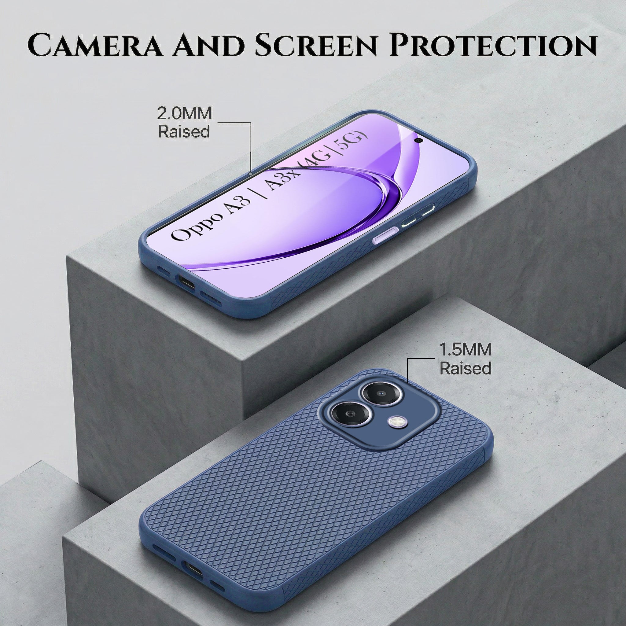 For Oppo A3X (4G/5G) | Oppo A3 5G Combo with Back Cover and 9H Tempered Glass (Liquid Silicone | Camera Protection | Oleophobic Coating Screen Glass)