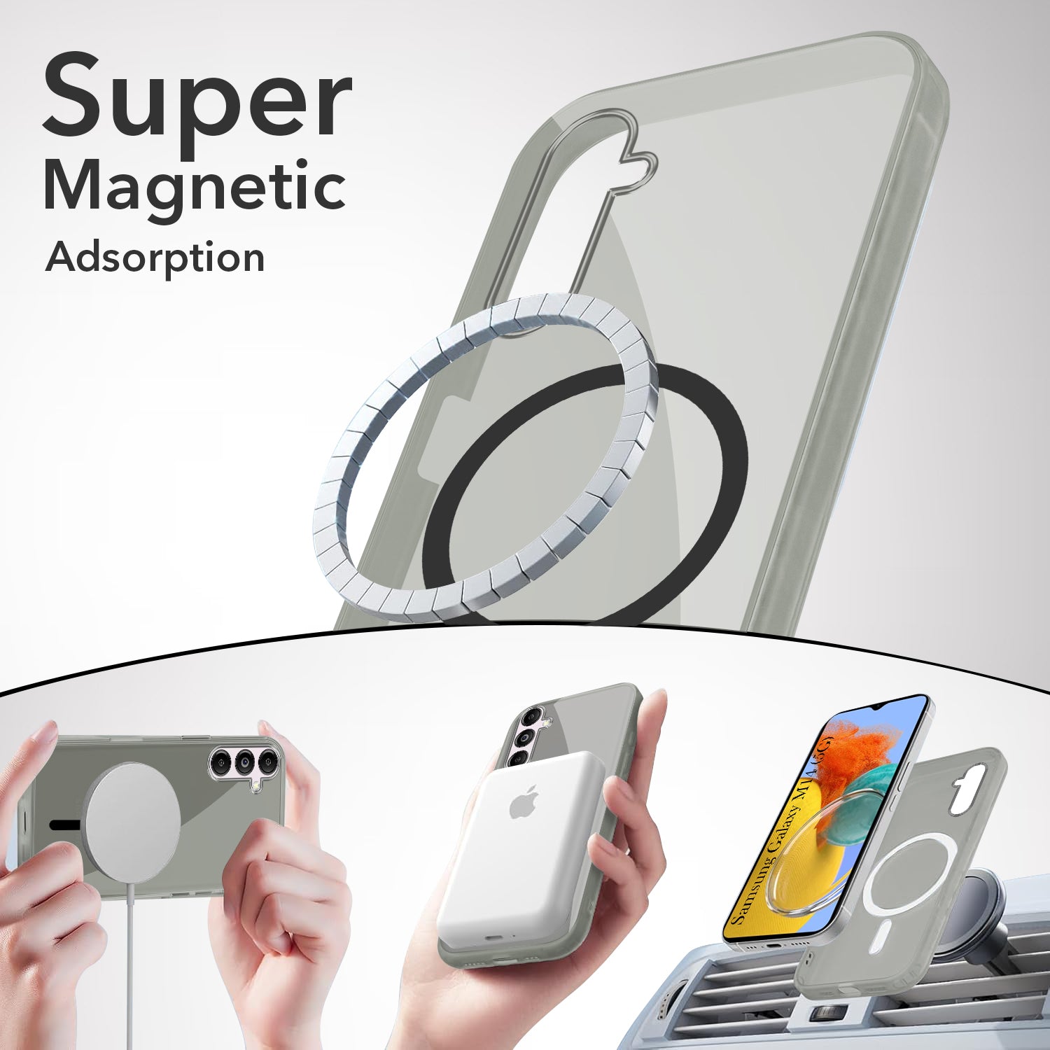 For Samsung Galaxy M14 5G Back Cover Case Lifetime Anti-Yellow MagSafe Compatible Clear (Sleek Hard Crystal | Shockproof and Camera Protection)