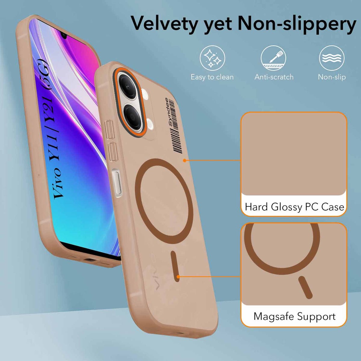 For Vivo Y11 | Vivo Y21 5G Back Cover Case (Soft Touch | Camera Bump Protection | MagSafe Compatible | Matte Finish)