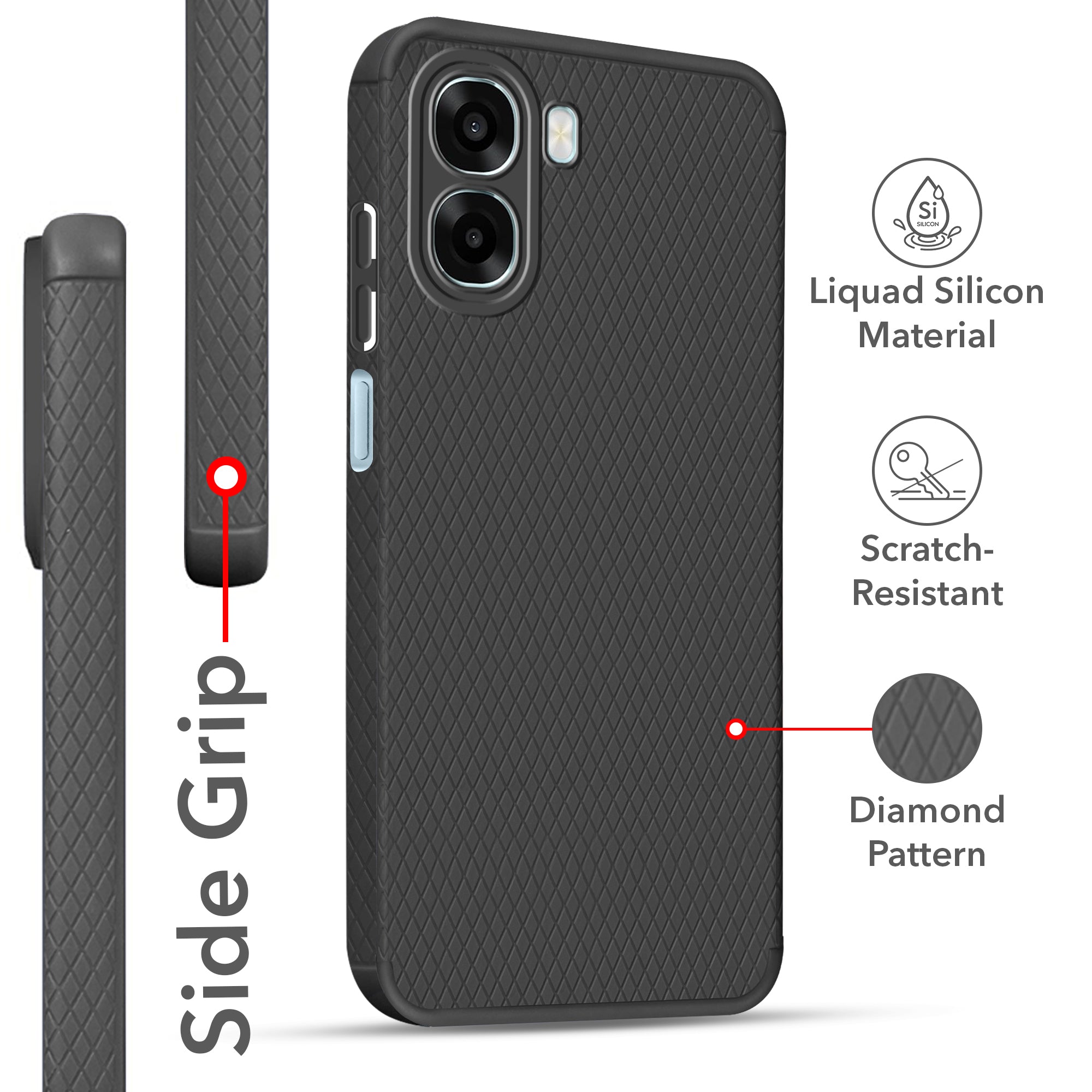 For Oppo A6X | Oppo A6s Back Cover Case Liquid Silicone (Camera Protection | Side Grip Texture | Soft and Flexible)
