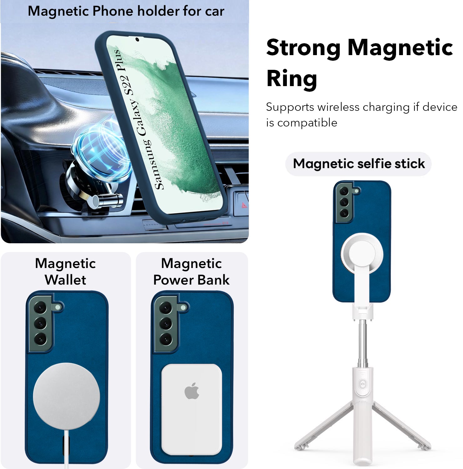 For Samsung Galaxy S22 Plus 5G Back Cover Case Leather Finish (MagSafe Compatible Wireless Charging | Soft Touch | Camera Bump Protection)