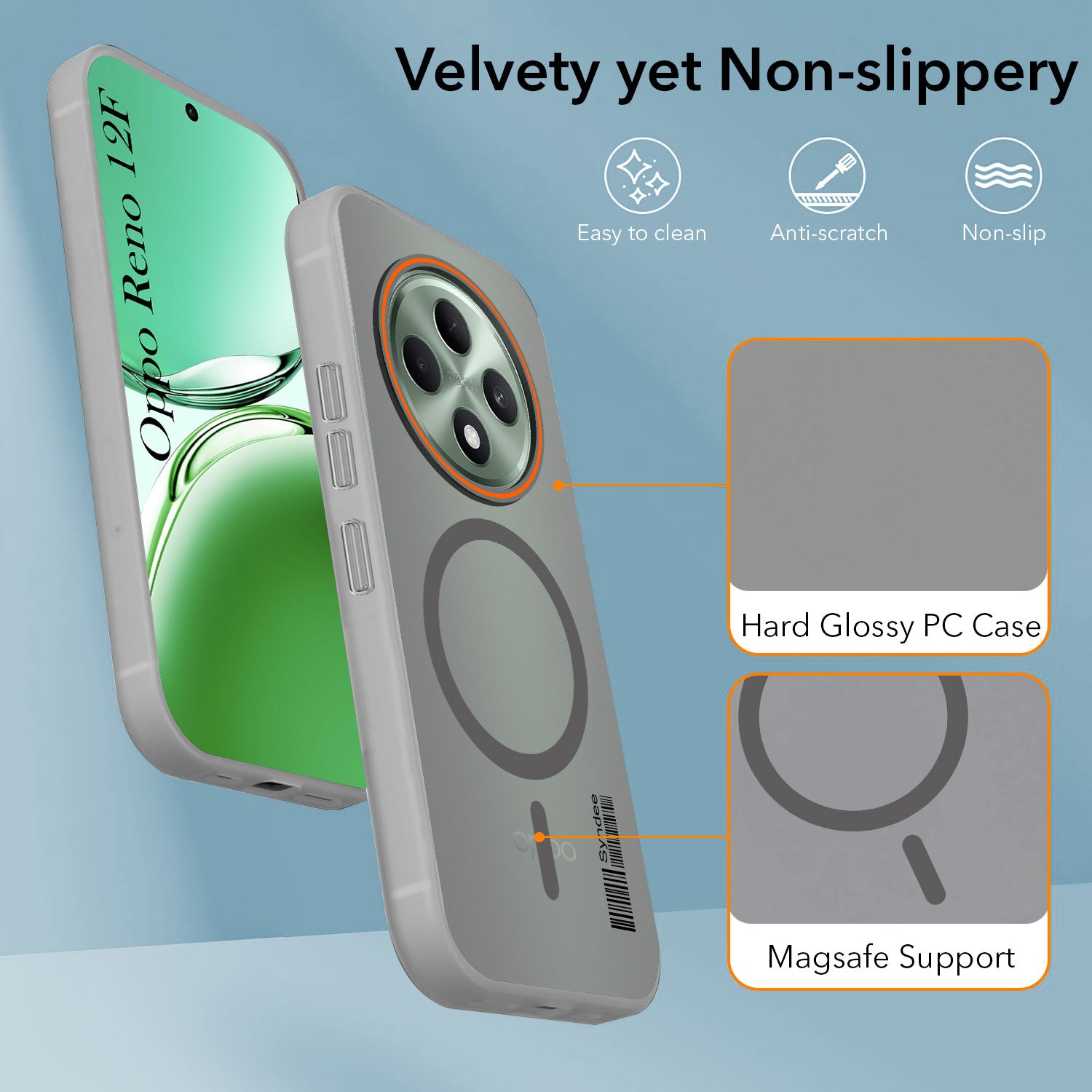 For Oppo Reno 12F Back Cover Case (Soft Touch | Camera Bump Protection | MagSafe Compatible | Matte Finish)