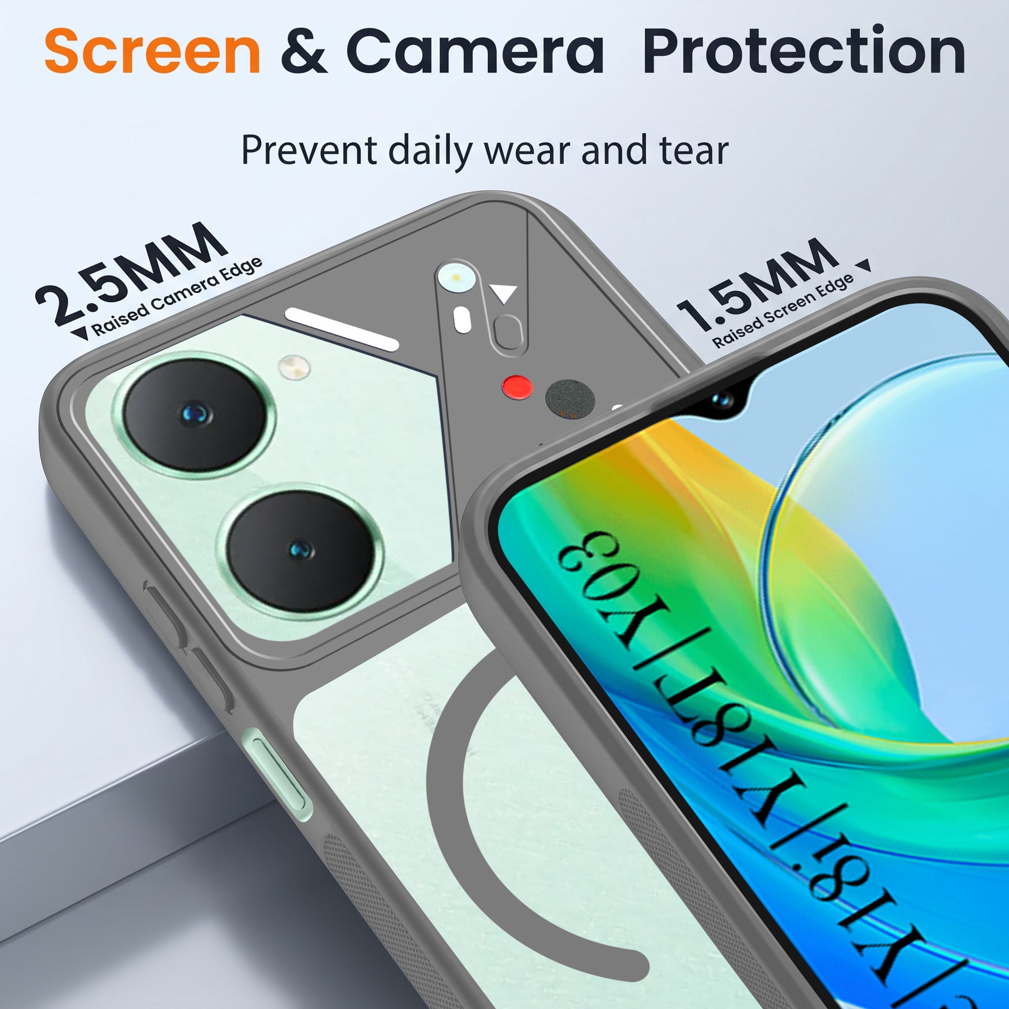 For Y18 | Vivo Y18e | Vivo Y03 | Vivo Y18i | Vivo Y18T Back Cover Case Lifetime Anti-Yellow Clear (Camera Protection | Side Grip | Wireless MagSafe Compatible)