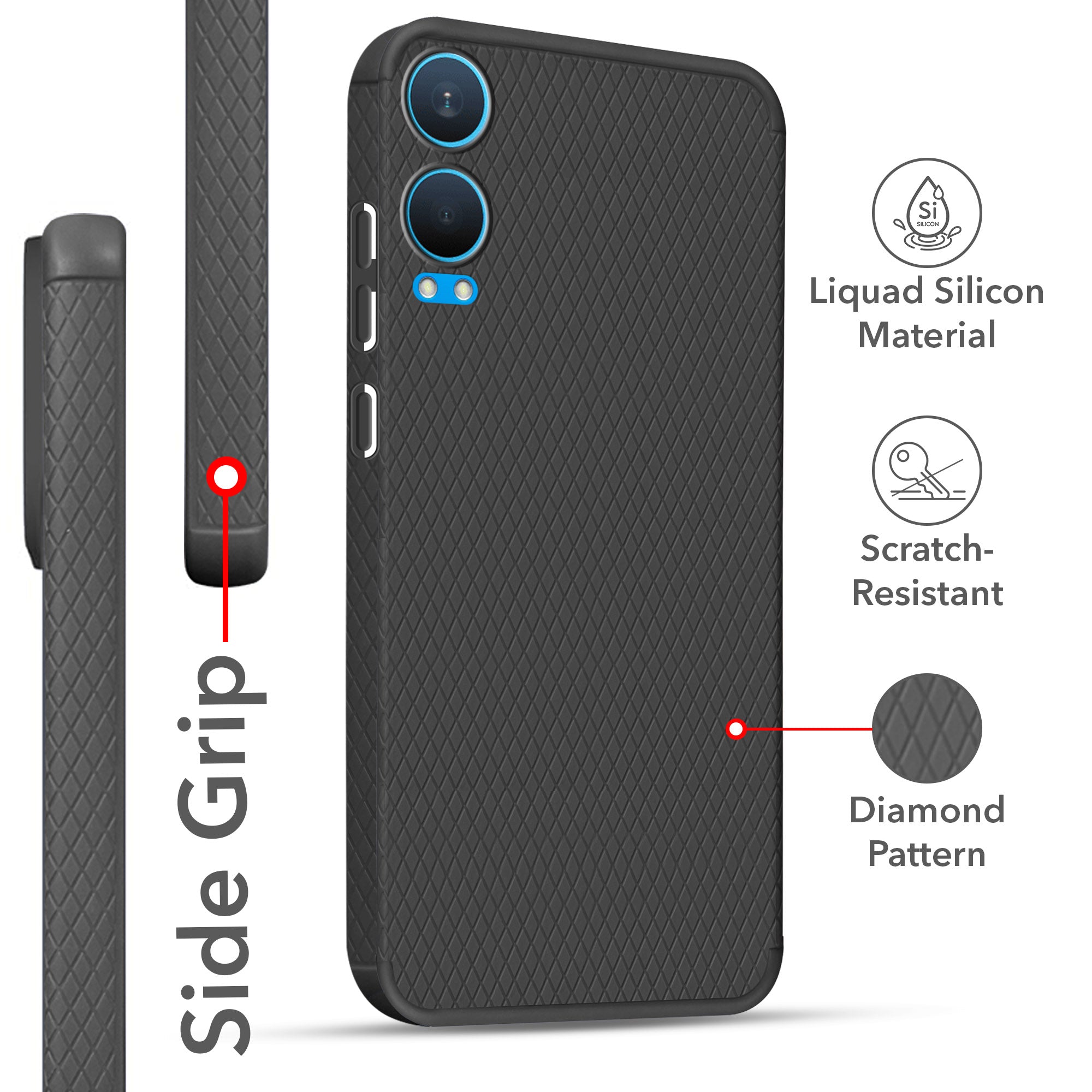 For OnePlus Nord CE 4 Lite Back Cover Case (Liquid Silicone | Side Grip | Camera Protection)