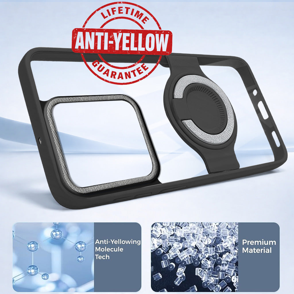 For Realme 15 Pro Back Cover Case with stand (Built-in Ring Holder Kickstand | Lifetime Anti Yellow | Camera Protection)