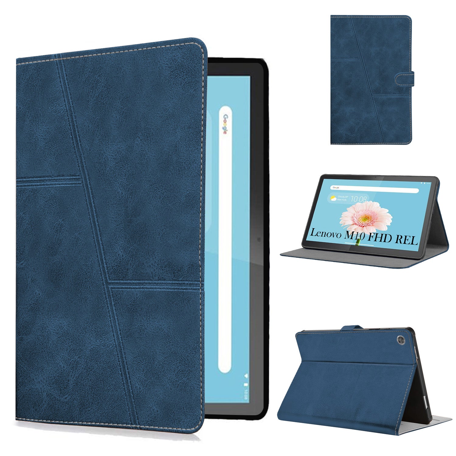 For Flip Cover Folio Case  Lenovo M10 FHD REL (TB-X605FC, TB-X605LC, ZA4Y0079IN, TB-X605M, TB-X605L) 12 Inch  (PU Leather | Multi-Angle Smart Stand | Card Storage Slots | Silicone Back Pouch)