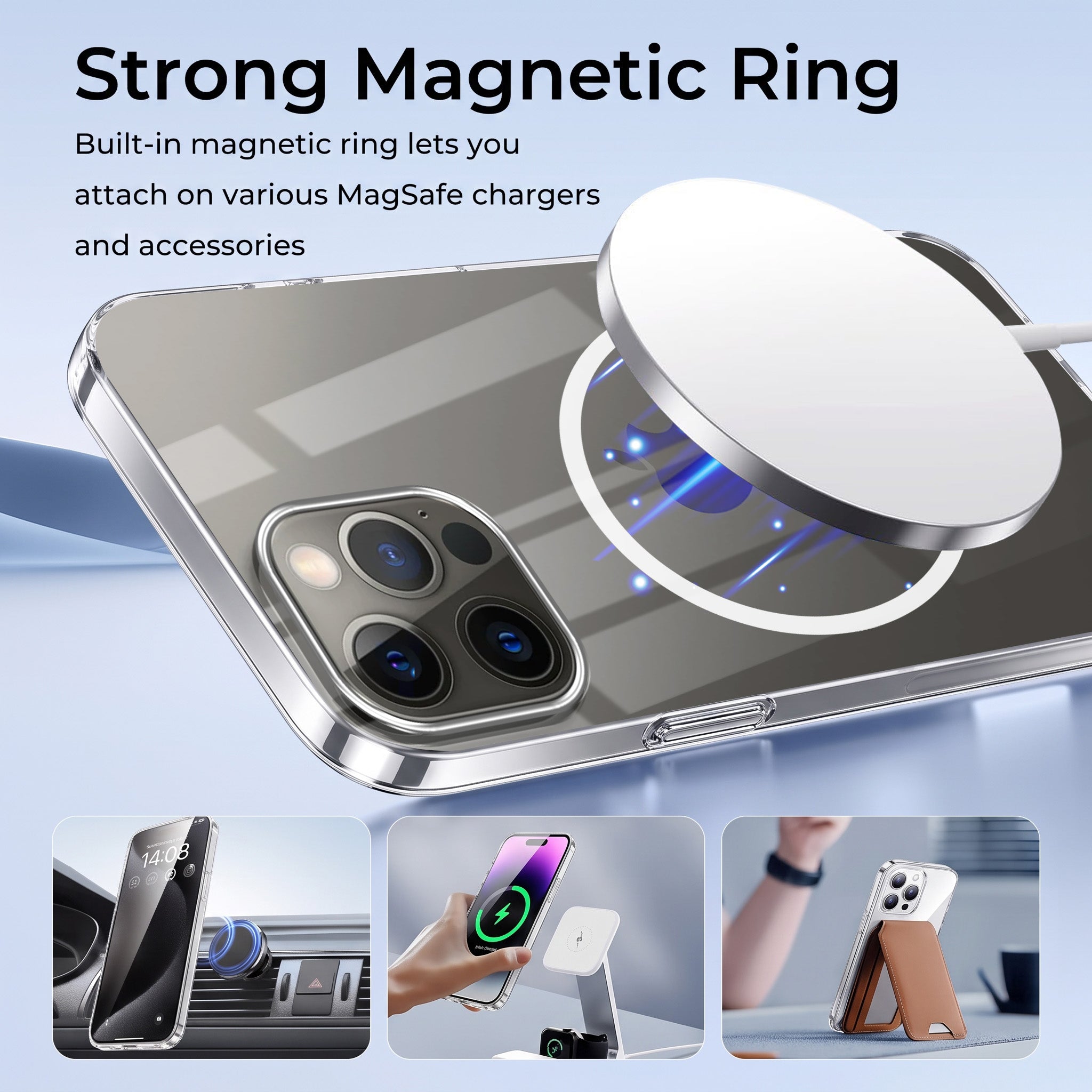 For Apple iPhone 12 Pro Back Case Cover Crystal Anti Yellow (Unbreakable PC | MagSafe Wireless Charging Support |Camera Protection Bump)