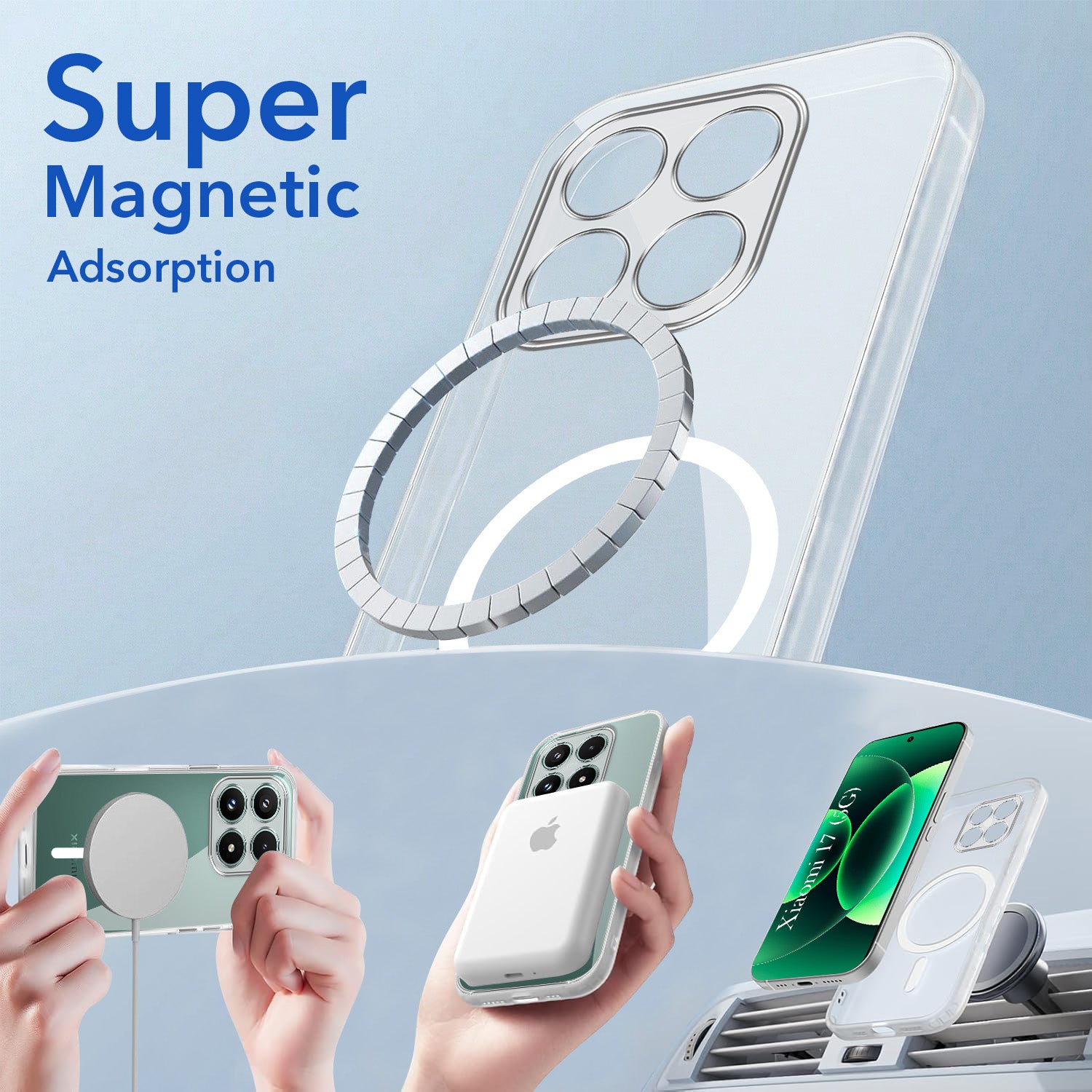 For Xiaomi 17 5G Back Cover Case Lifetime Anti-Yellow MagSafe Compatible Clear (Sleek Hard Crystal | Shockproof and Camera Protection)