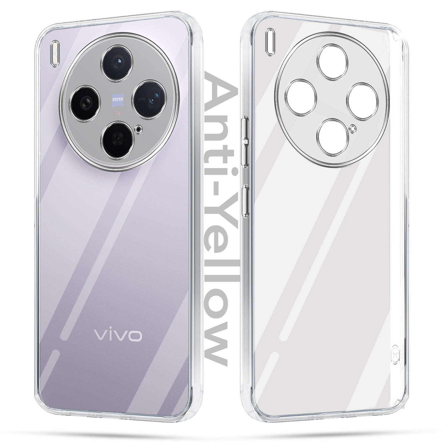 For Vivo X300 5G Combo with Back Cover and 9H Tempered Glass (Lifetime Anti-Yellow | Sleek Hard Crystal | Oleophobic Coating Screen Glass)