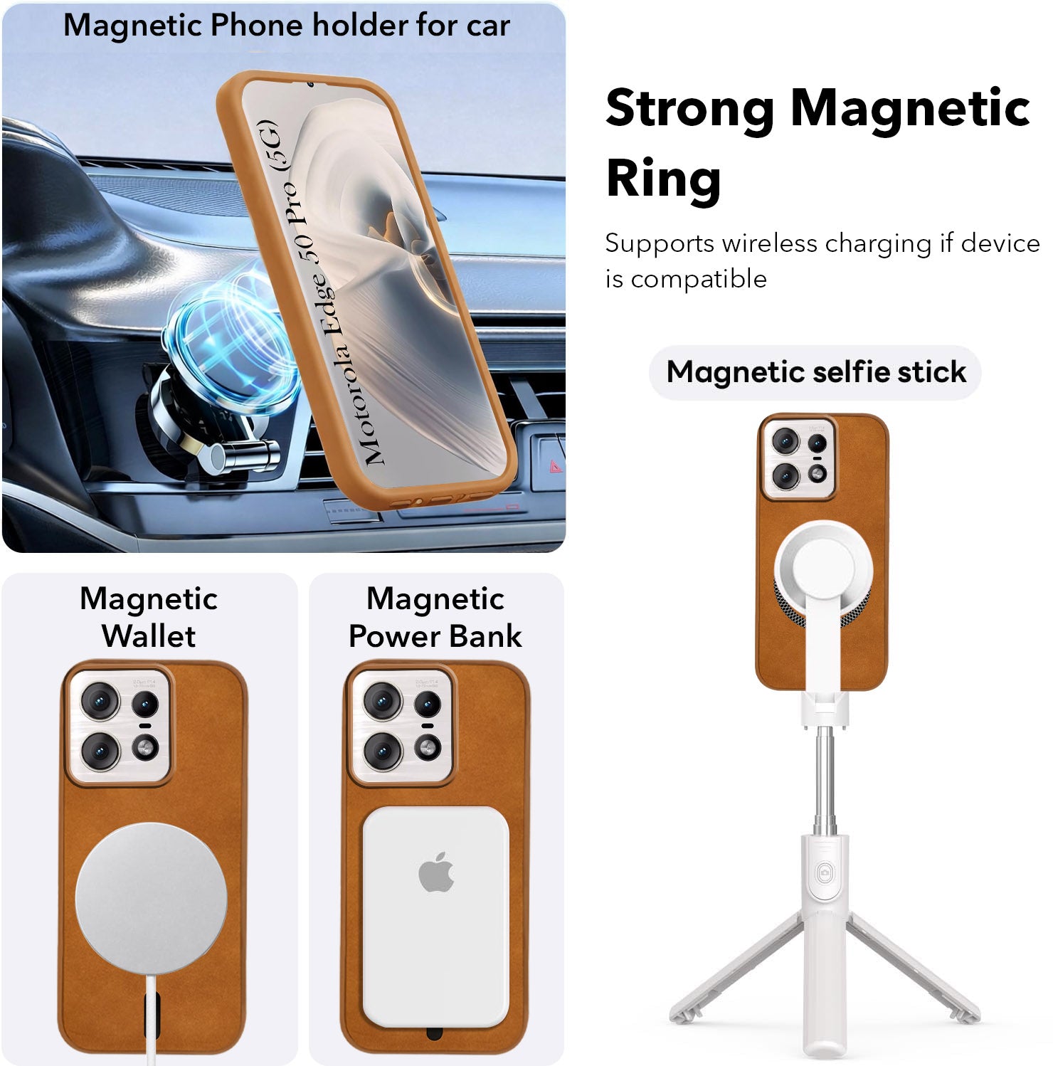 For Motorola Moto Edge 50 Pro Back Cover Case Leather Finish(MagSafe Compatible Wireless Charging | Soft Touch | Camera Bump Protection)