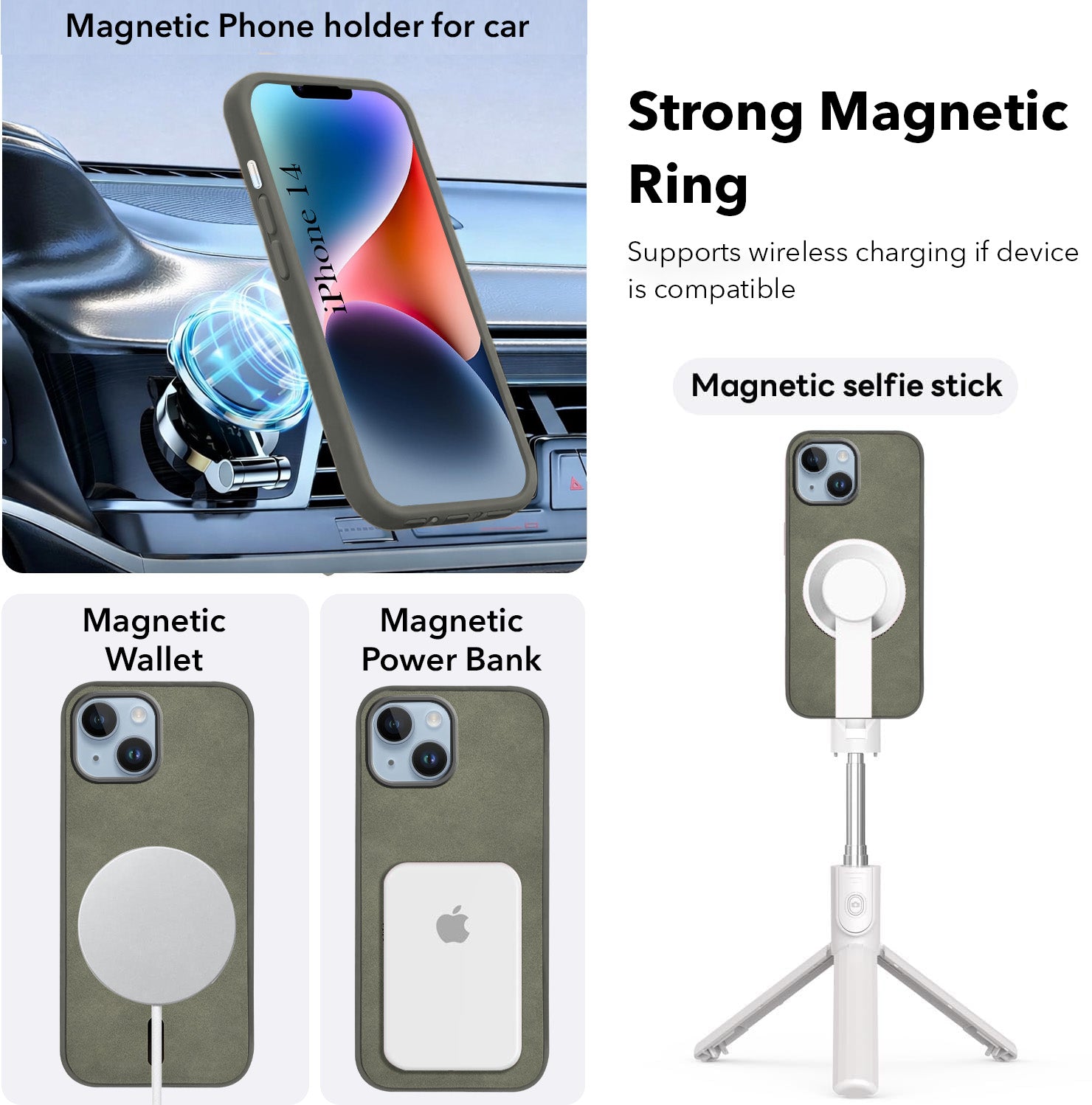 For Apple iPhone 14 Back Cover Case (Sleek Leather Finish | MagSafe Compatible Wireless Charging | Camera Bump Protection)