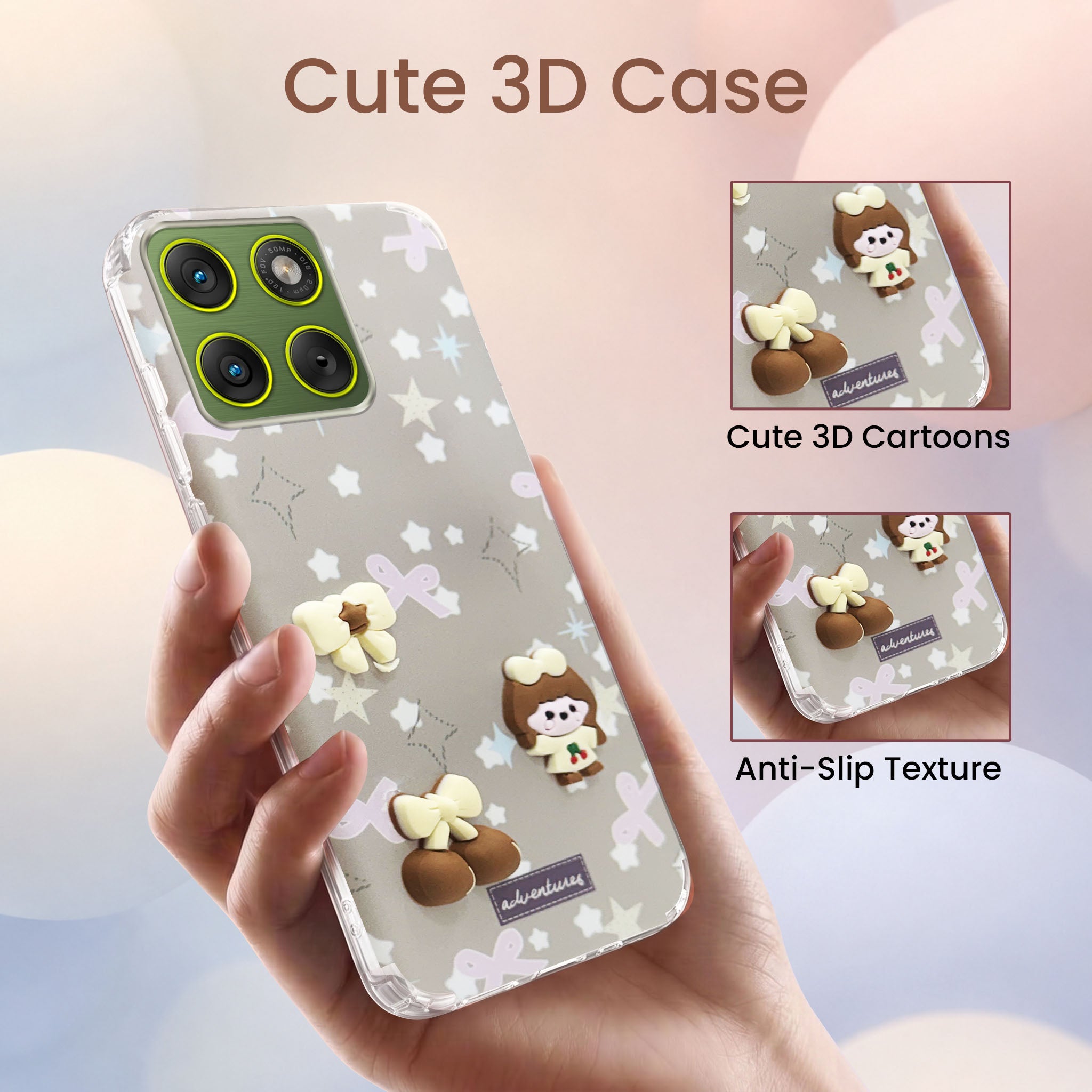 For Motorola Moto Edge 70 Back Cover Case (3D Cute Cartoons | Hard Back Side Soft | Matte Premium Finish | HD Printing)