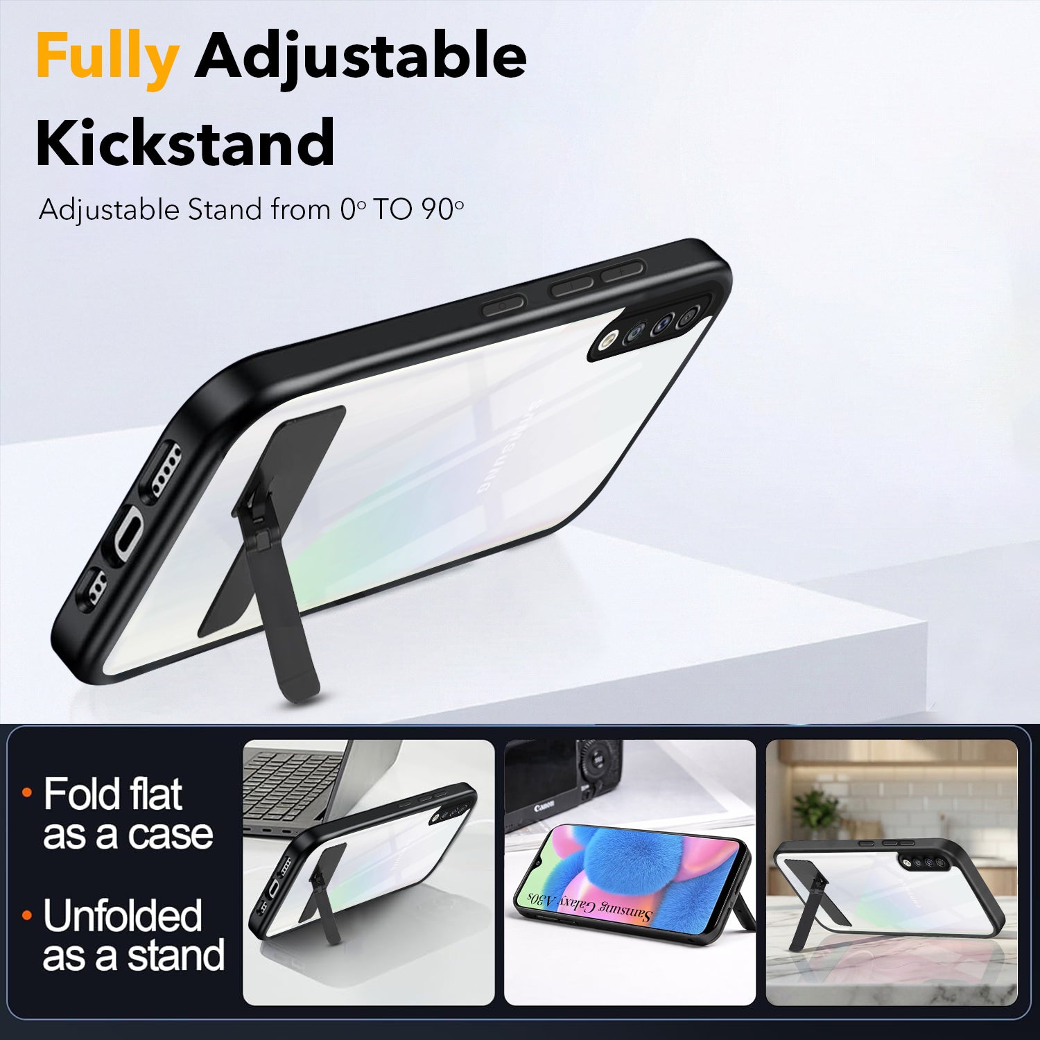 For Samsung Galaxy A30s Back Cover Case (Built-in Stand | Lifetime Anti Yellow | Kickstand Shockproof | Camera Protection | MagSafe Compatible)