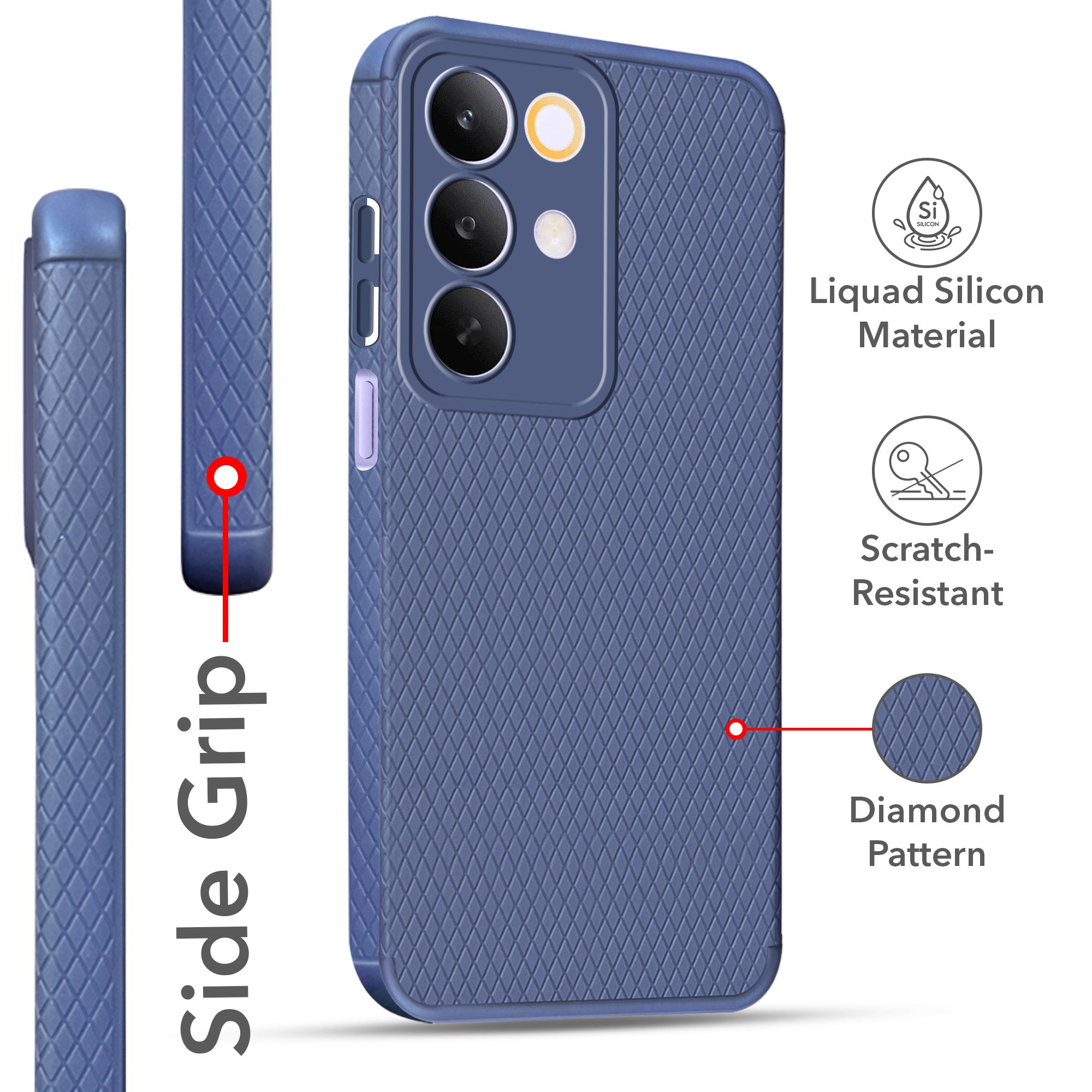 For Realme C85 5G | Realme Narzo 90x Back Cover Case Liquid Silicone (Camera Protection | Side Grip Texture | Soft and Flexible)