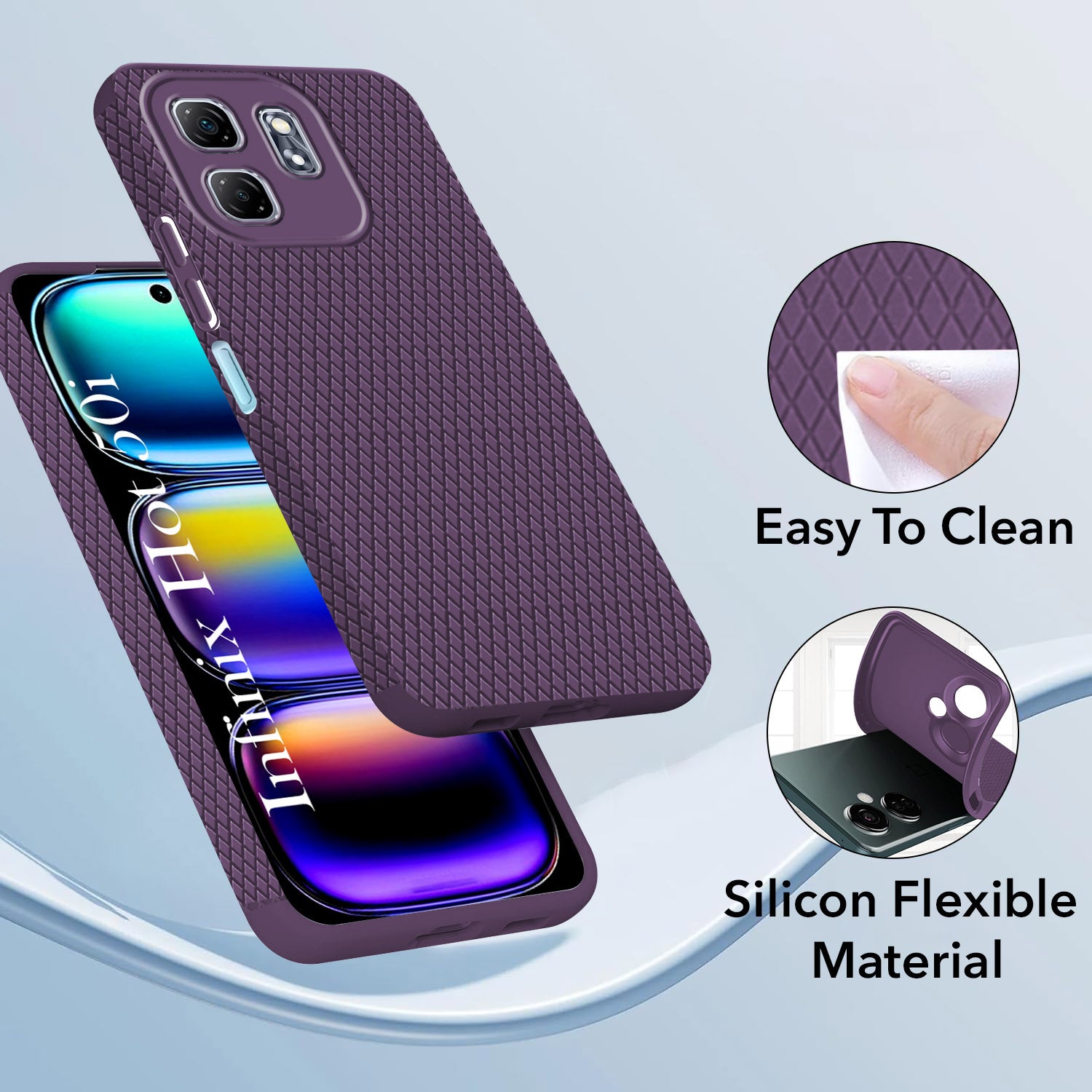 For Infinix Hot 50i Back Cover Case (Camera Protection | Side Grip Texture | Soft and Flexible)