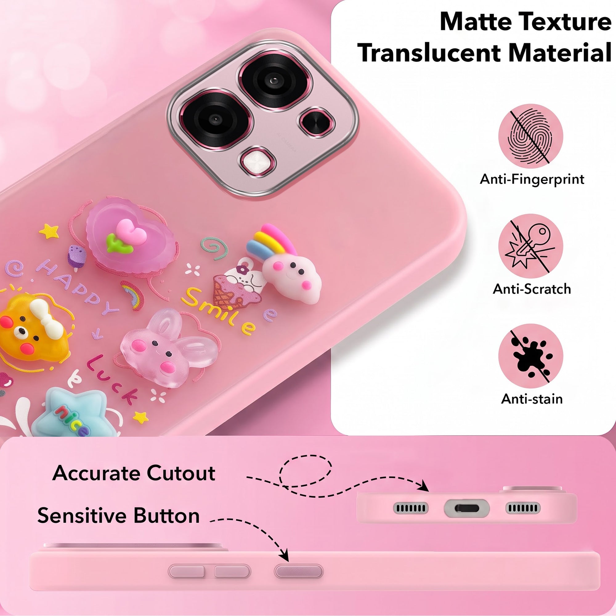 For Oppo F31 5G | Oppo F33 5G Back Cover Case (3D Cute Cartoons | Hard Back Side Soft | Matte Premium Finish | HD Printing)