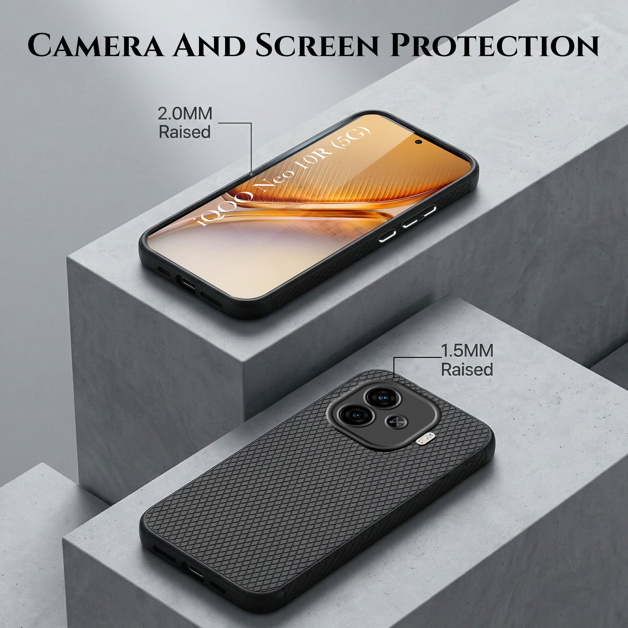 For Vivo iQOO Neo 10R Combo with Back Cover and 9H Tempered Glass (Liquid Silicone | Camera Protection | Oleophobic Coating Screen Glass)