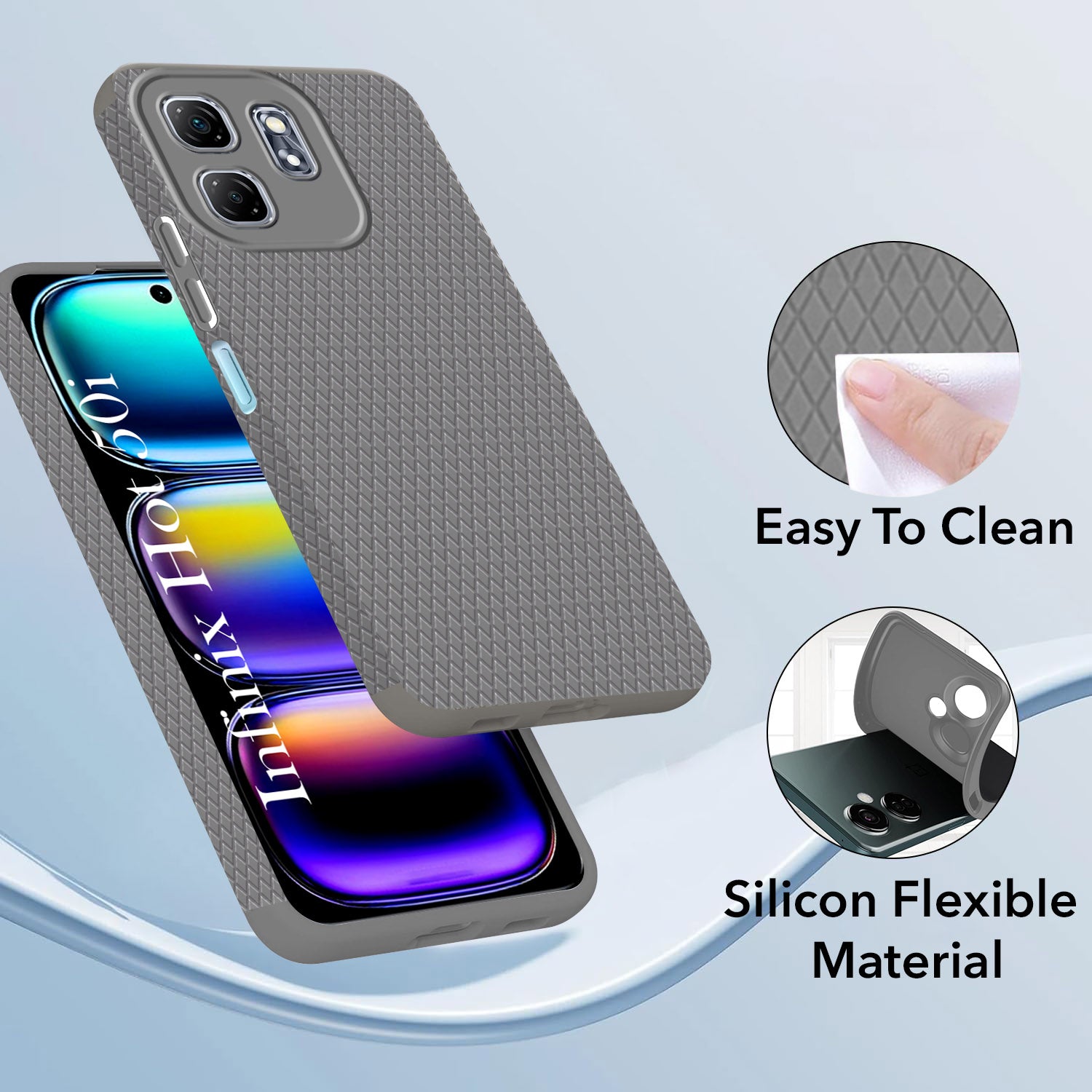 For Infinix Hot 50i Back Cover Case (Camera Protection | Side Grip Texture | Soft and Flexible)
