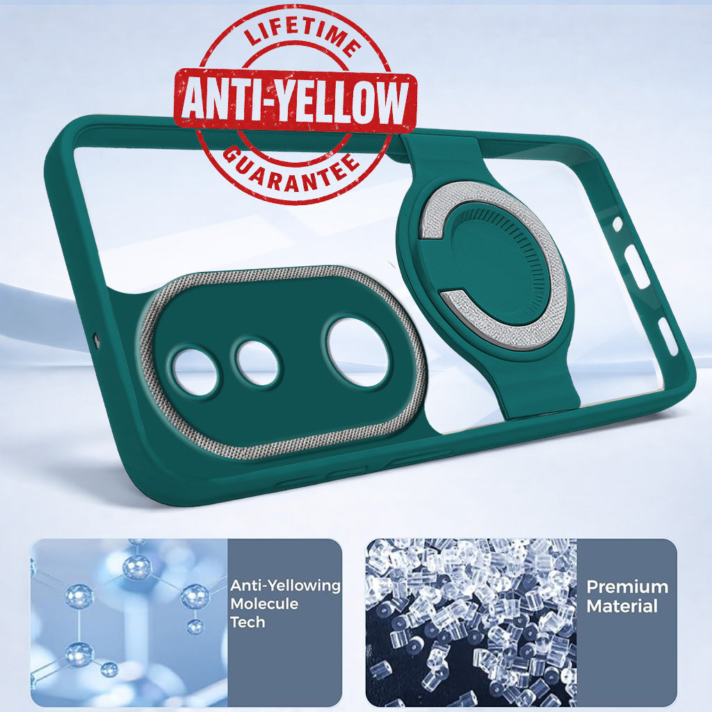 For Vivo T4R Back Cover Case with stand (Built-in Ring Holder Kickstand | Lifetime Anti Yellow | Camera Protection)