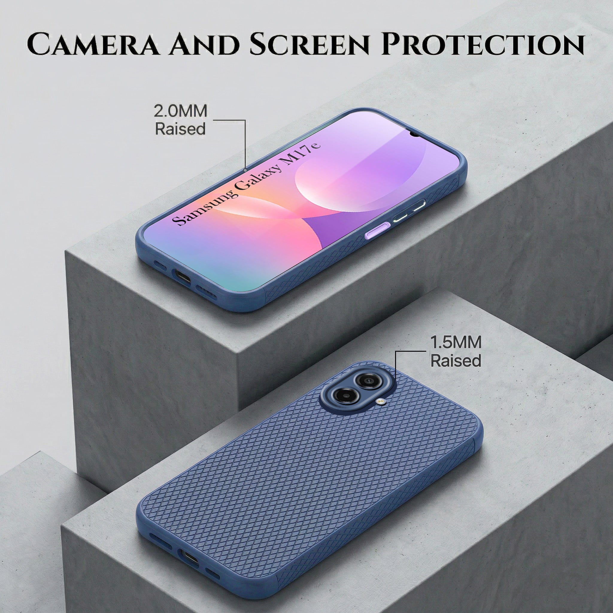 For Samsung Galaxy M17e Combo with Back Cover and 9H Tempered Glass (Liquid Silicone | Camera Protection | Oleophobic Coating Screen Glass)