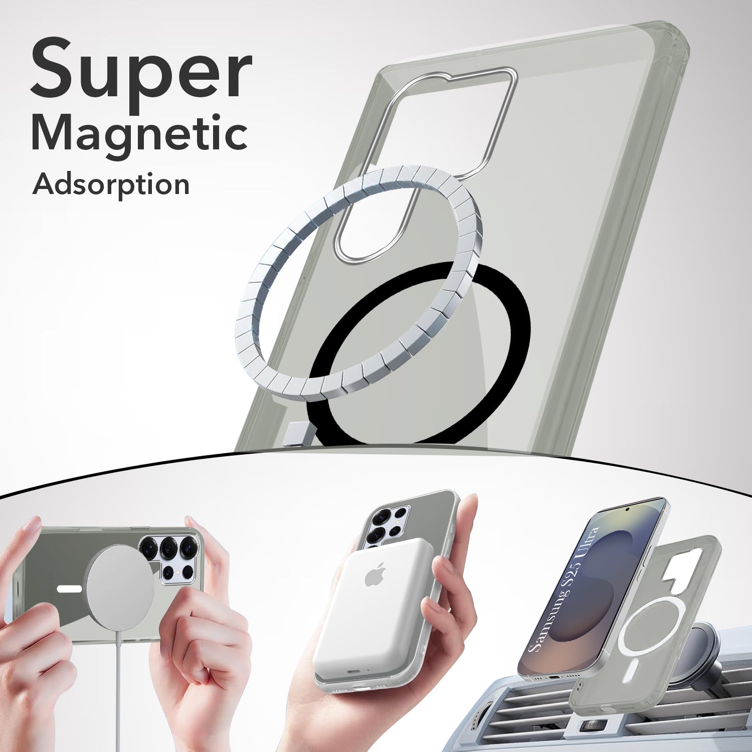 For Samsung Galaxy S25 Ultra Back Cover Case  Lifetime Anti-Yellow MagSafe Compatible Clear (Sleek Hard Crystal | Shockproof and Camera Protection)