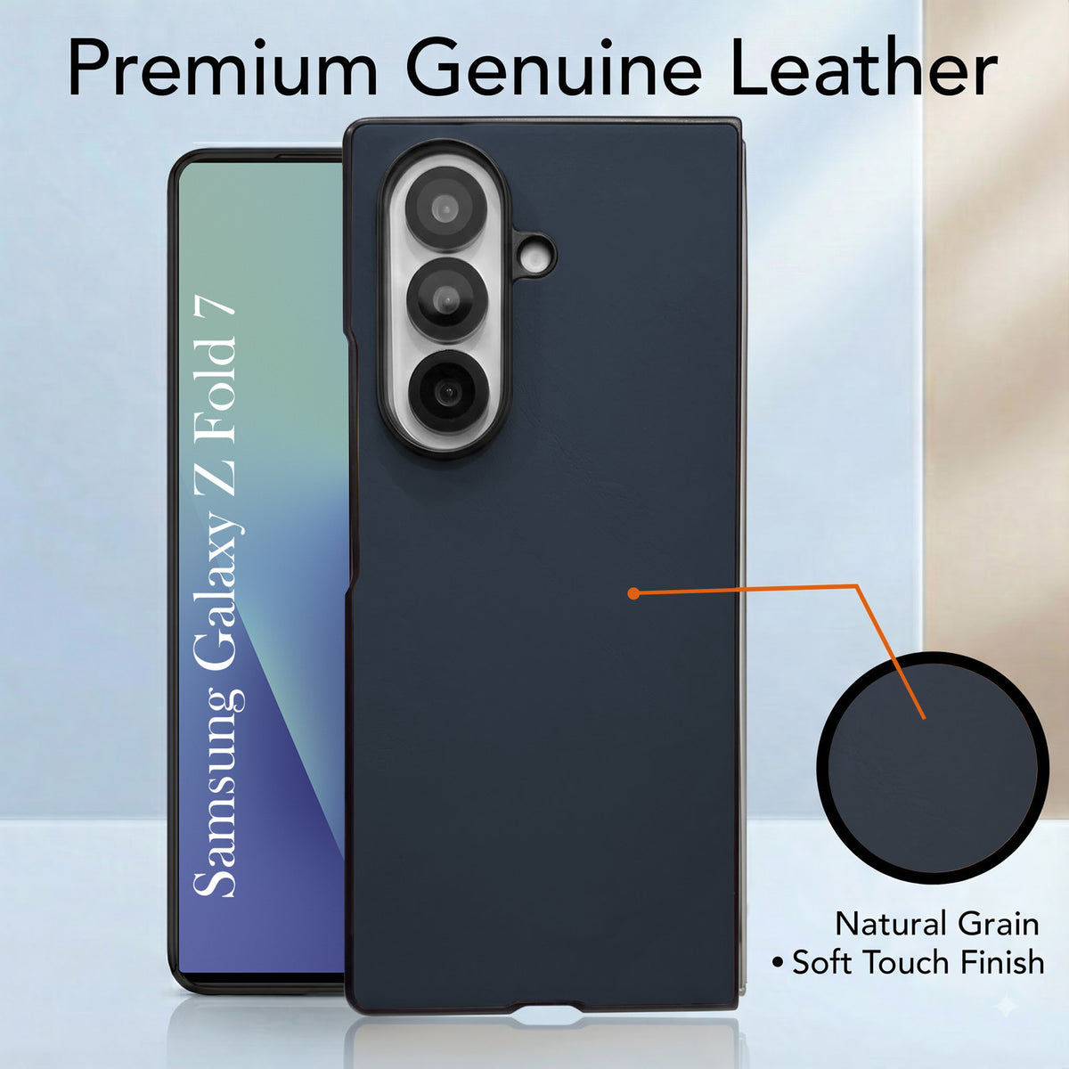For Samsung Galaxy Z Fold 7 Premium Cover Case (Soft Leater Touch | Interior Protective Cloth | Slim 360* Protection)