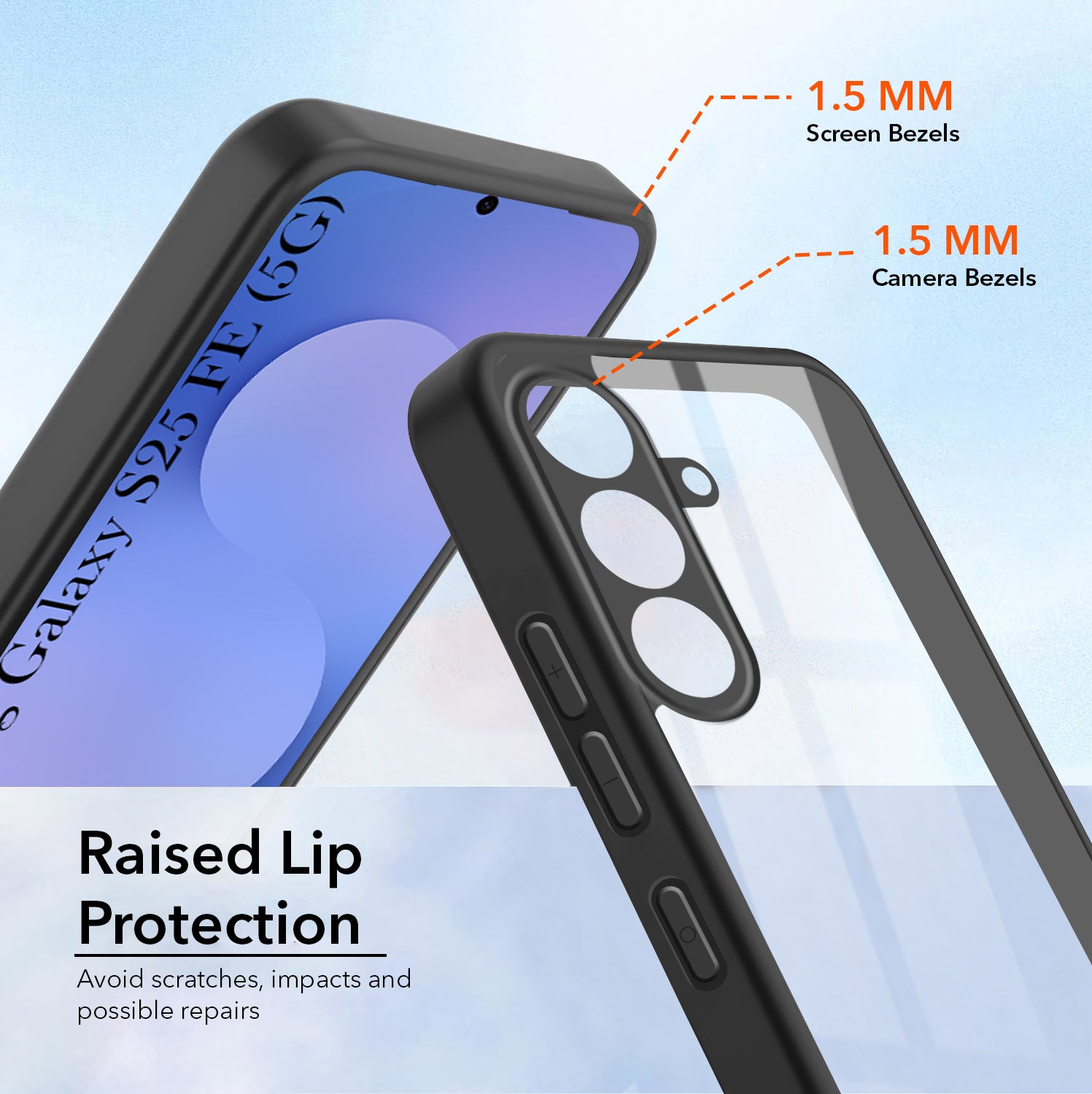 For Samsung Galaxy S25 FE Combo with Back Cover and 9H Tempered Glass (Lifetime Anti-Yellow | Crystal Clear Shockproof | Oleophobic Coating Screen Glass)