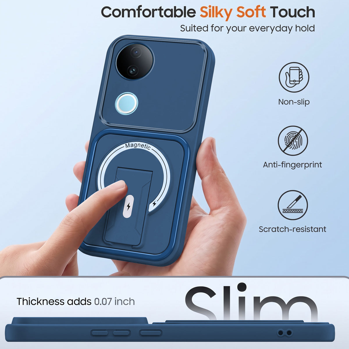 For Vivo iQOO Z10R Back Case Cover Metallic (Hybrid Armor Kickstand | MagSafe Compatible | Camera Protection Shockproof)