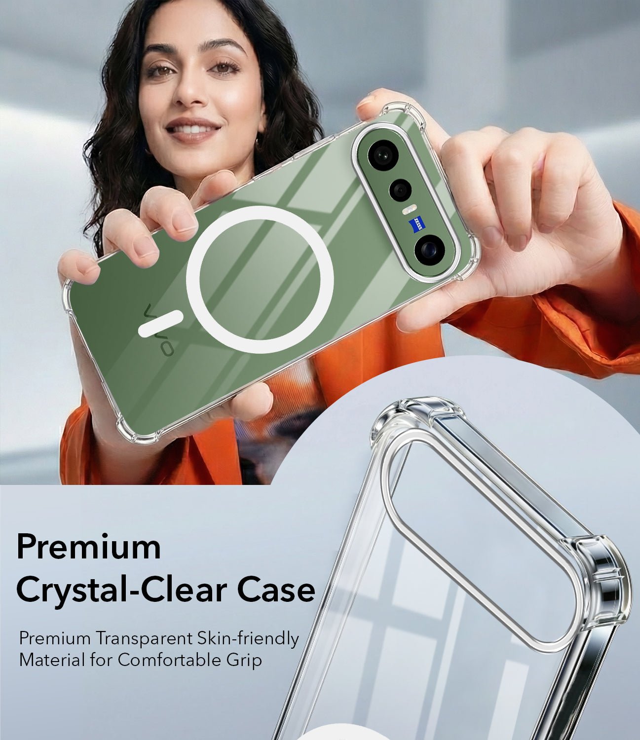 For Vivo X300 FE Back Cover Shockproof Crystal-Clear (Magsafe Wireless Support | Drop & Camera Protection | Hard Polycarbonate)