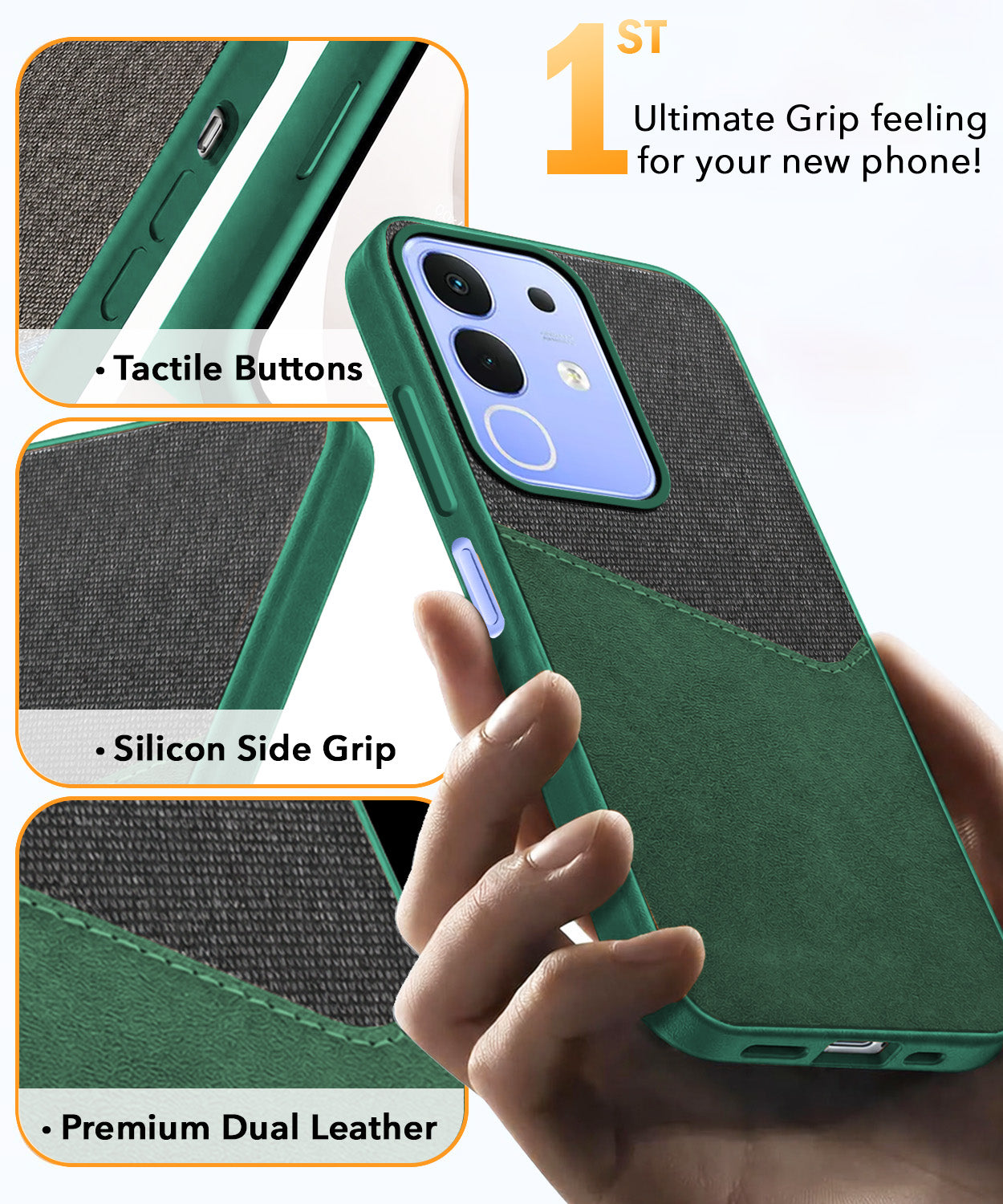 For Vivo iQOO Z10x Back Cover Case (Dual PU Leather Stitch | Professional Minimalist | Soft and Flexible)