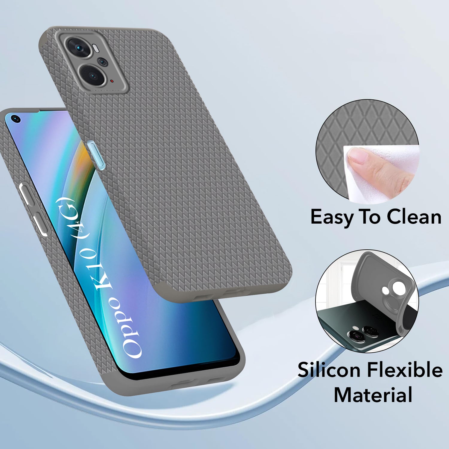For Oppo K10 Back Cover Case (Liquid Silicone | Side Grip | Camera Protection)