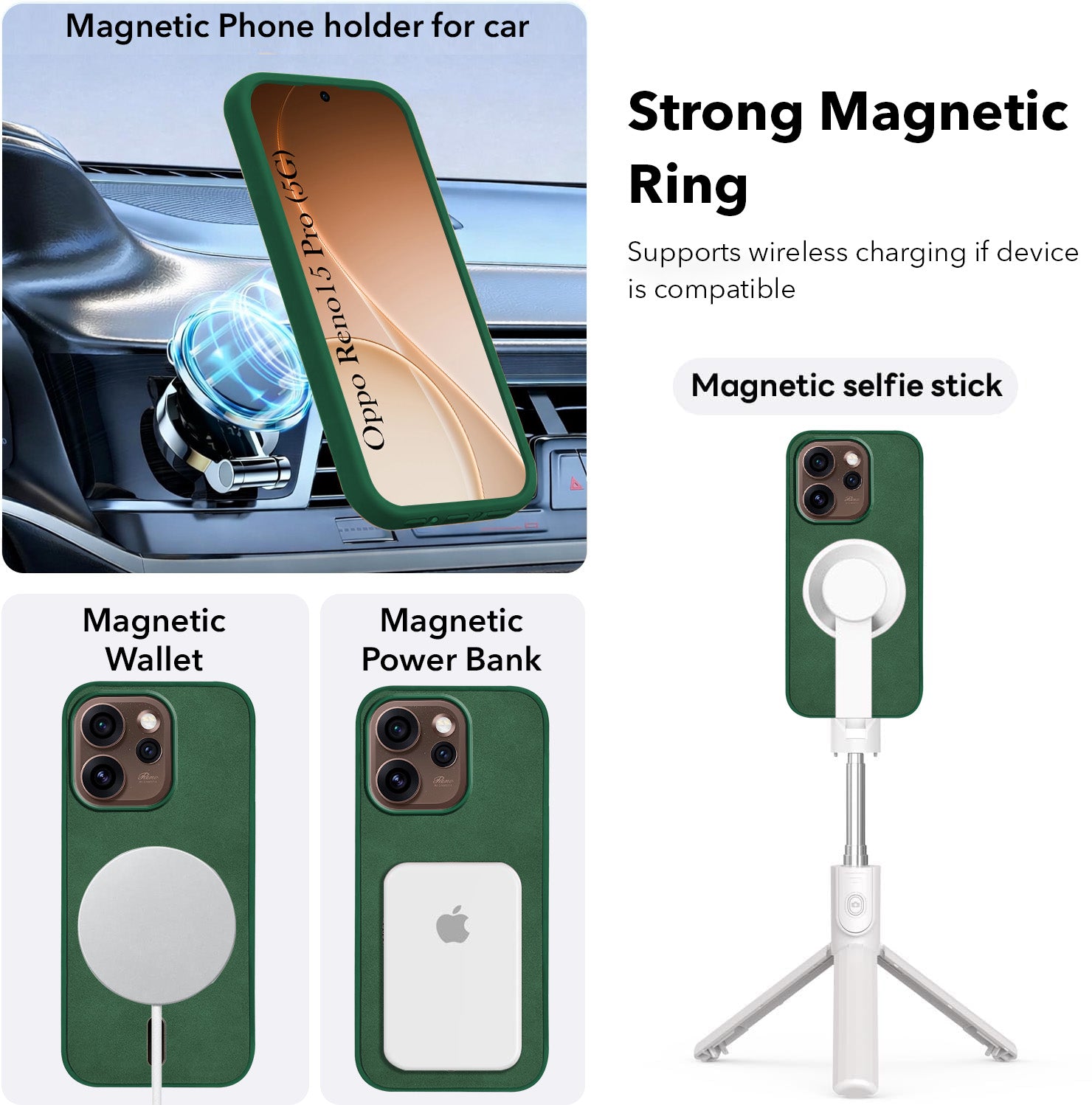 For Oppo Reno15 Pro 5G | Oppo Reno 15 Pro 5G Back Cover Case Leather Finish (MagSafe Compatible Wireless Charging | Soft Touch | Camera Bump Protection)