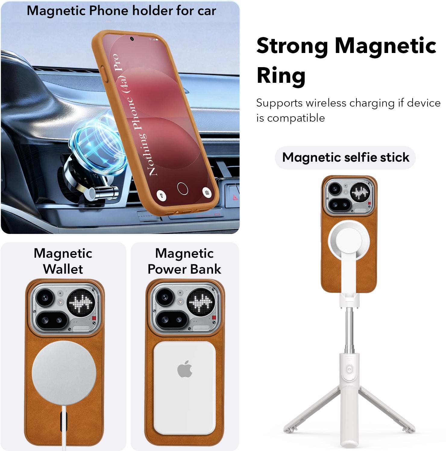For Nothing Phone 4A Pro 5G Back Cover Case Leather Finish (MagSafe Compatible Wireless Charging | Soft Touch | Camera Bump Protection)