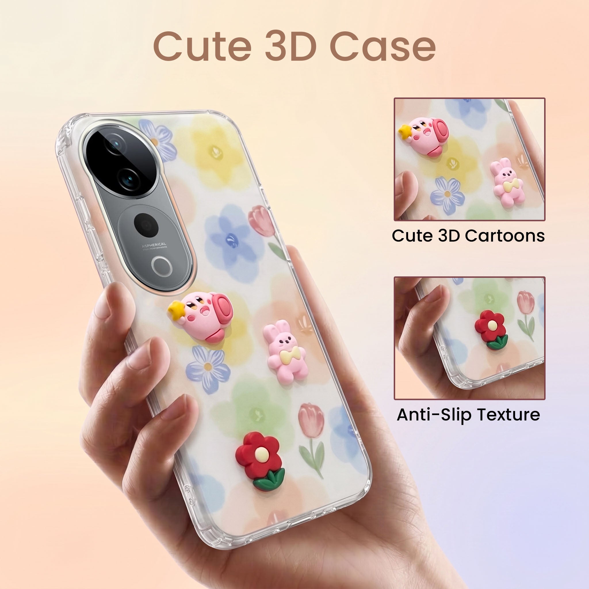 For Vivo T3 Ultra Back Cover Case (3D Cute Cartoons | Hard Back Side Soft | Matte Premium Finish | HD Printing)