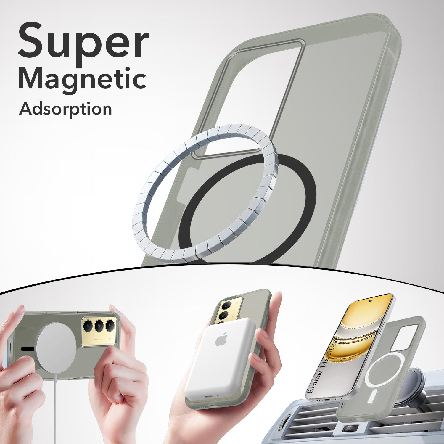 For Realme 14X Back Cover Case Lifetime Anti-Yellow MagSafe Compatible Clear (Sleek Hard Crystal | Shockproof and Camera Protection)