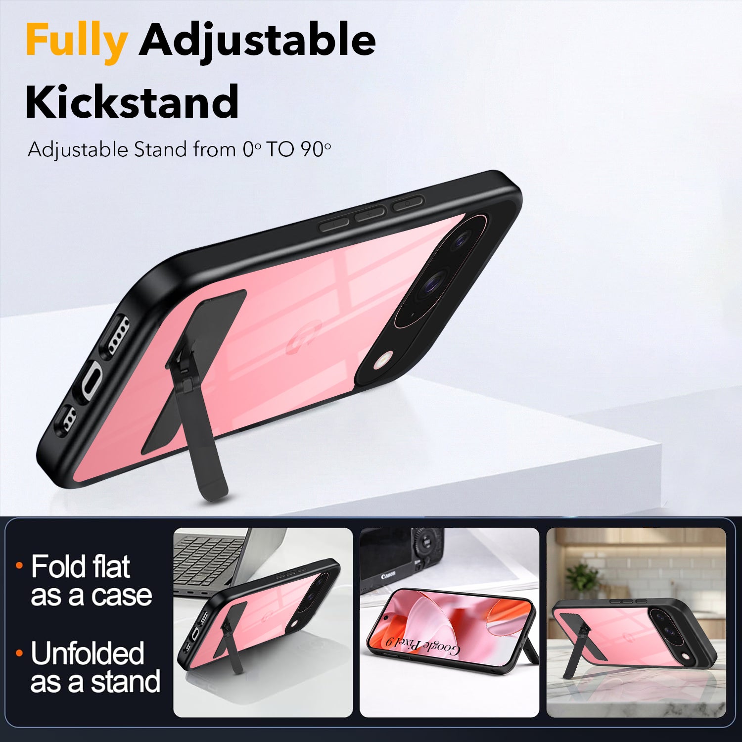 For Google Pixel 9 Back Cover Case (Built-in Stand | Lifetime Anti Yellow | Kickstand Shockproof | Camera Protection | MagSafe Compatible)