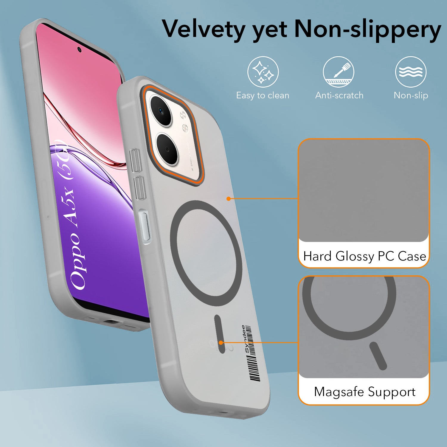 For Oppo A5X Back Cover Case (Soft Touch | Camera Bump Protection | MagSafe Compatible | Matte Finish)